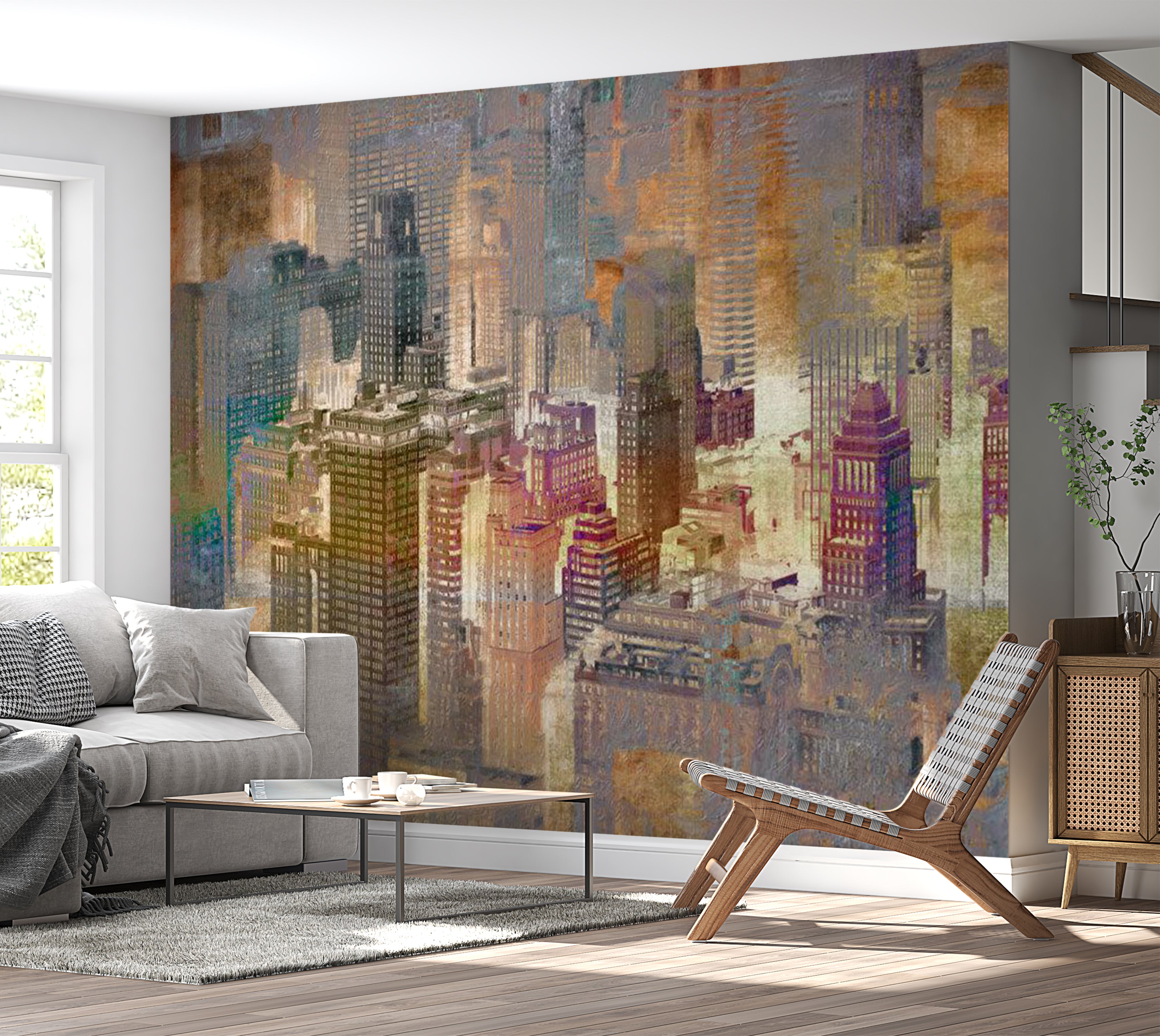 Peel & Stick Wall Mural - City in the Mist 38"Wx27"H