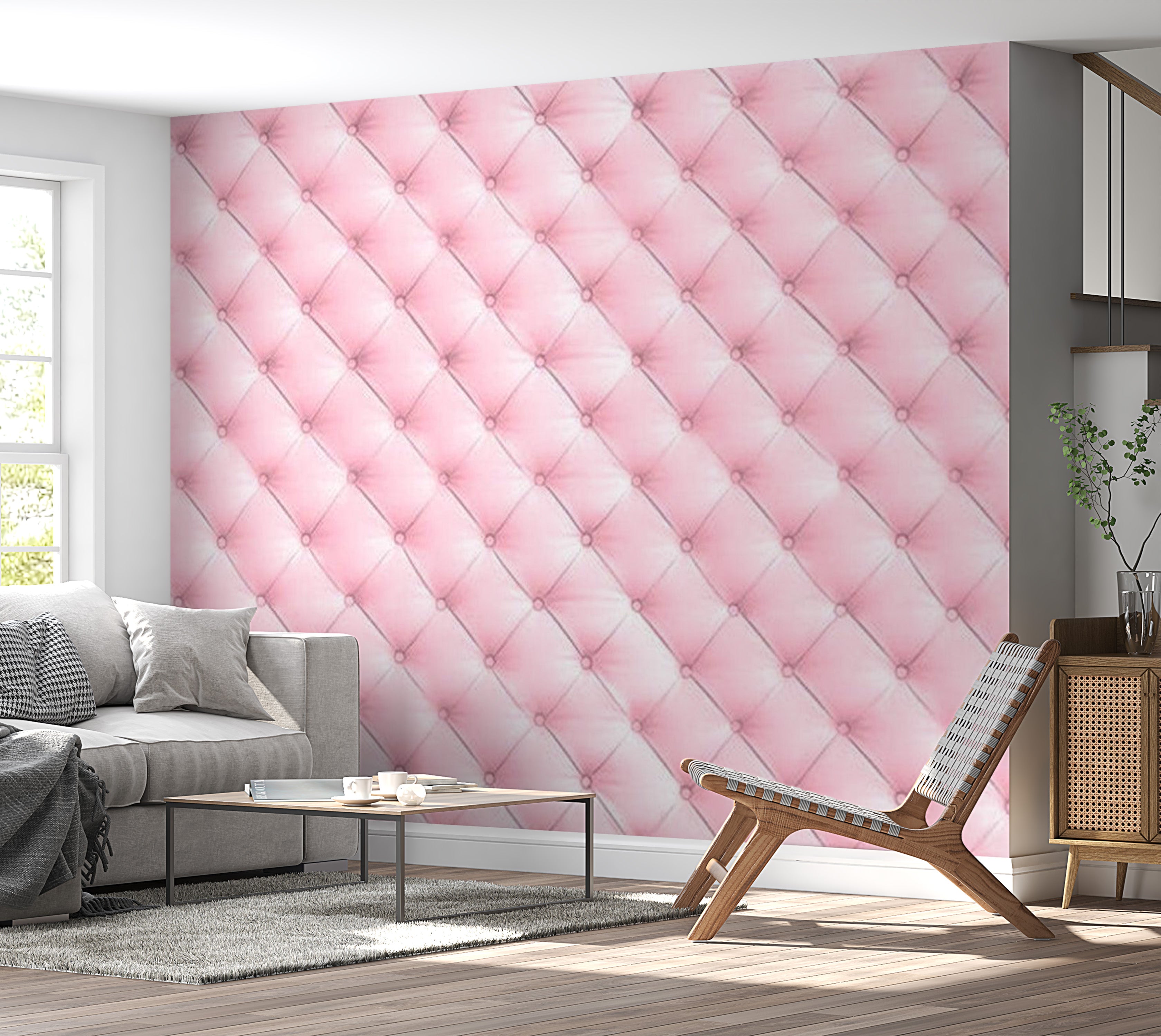 Background & Patterns Wallpaper Wall Mural - Pink Chesterfield Pattern 39"Wx27"H