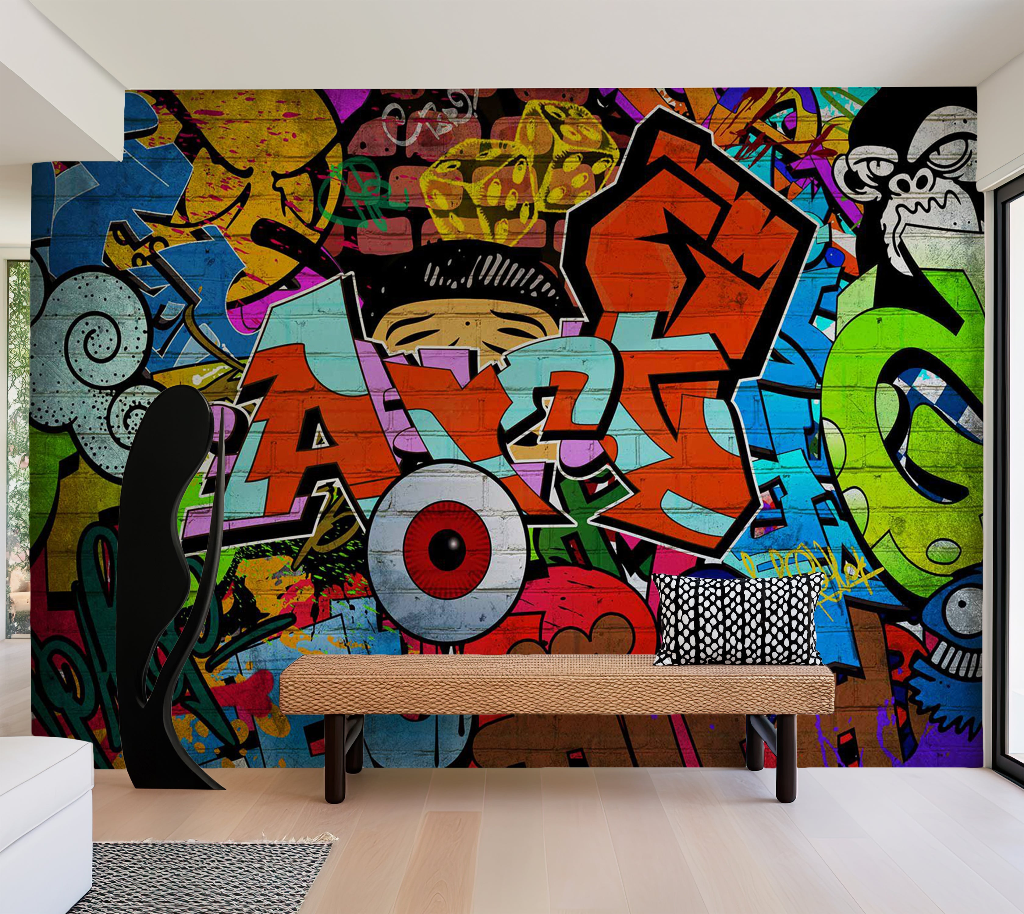 Peel & Stick Street Art Wall Mural - Hip Hop Art 38"Wx27"H