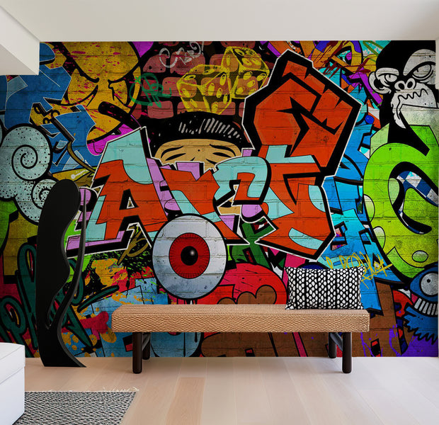 Peel & Stick Street Art Wall Mural - Hip Hop Art 38"Wx27"H