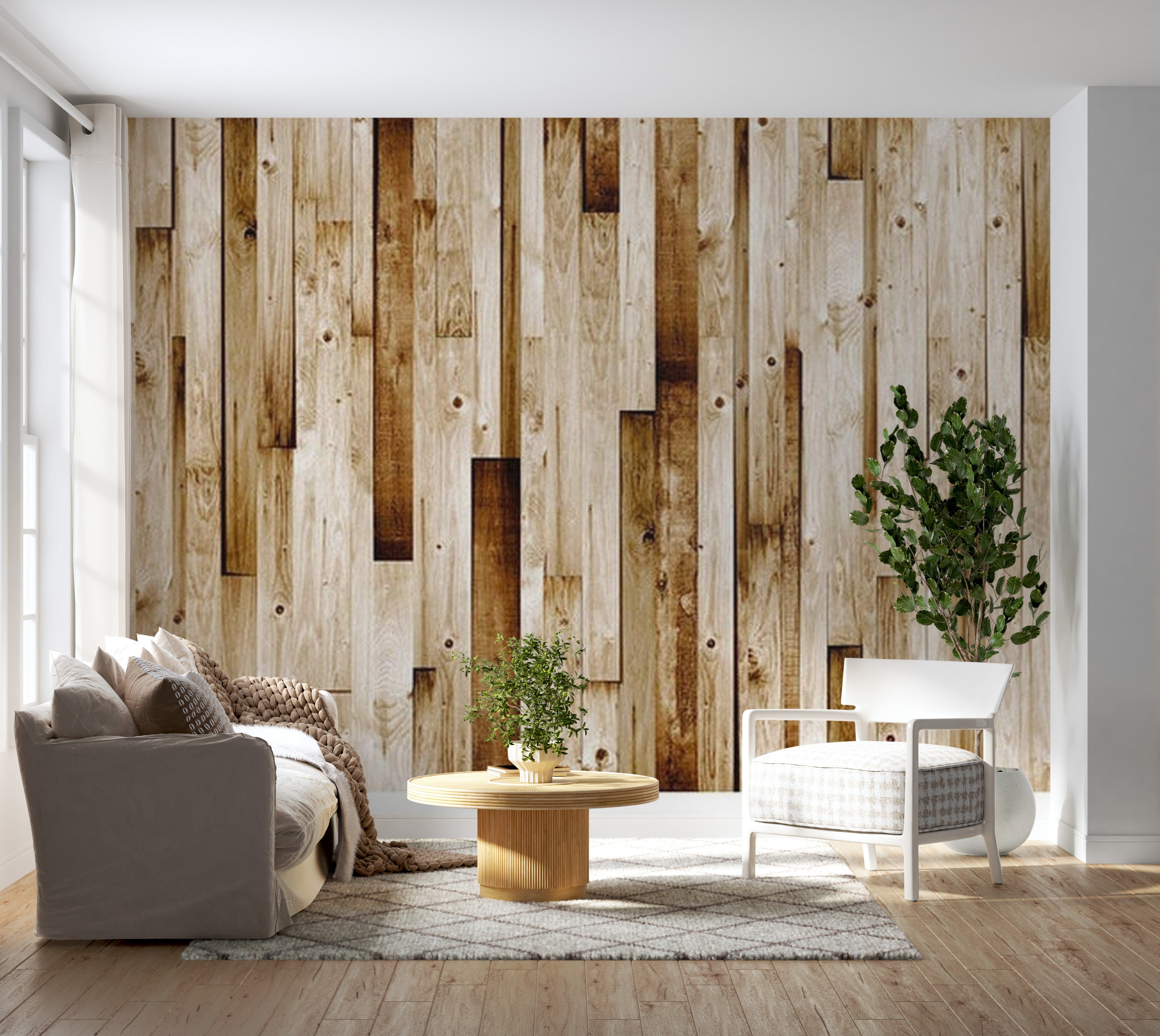 Background & Patterns Wallpaper Wall Mural - Wooden Boards 39"Wx27"H