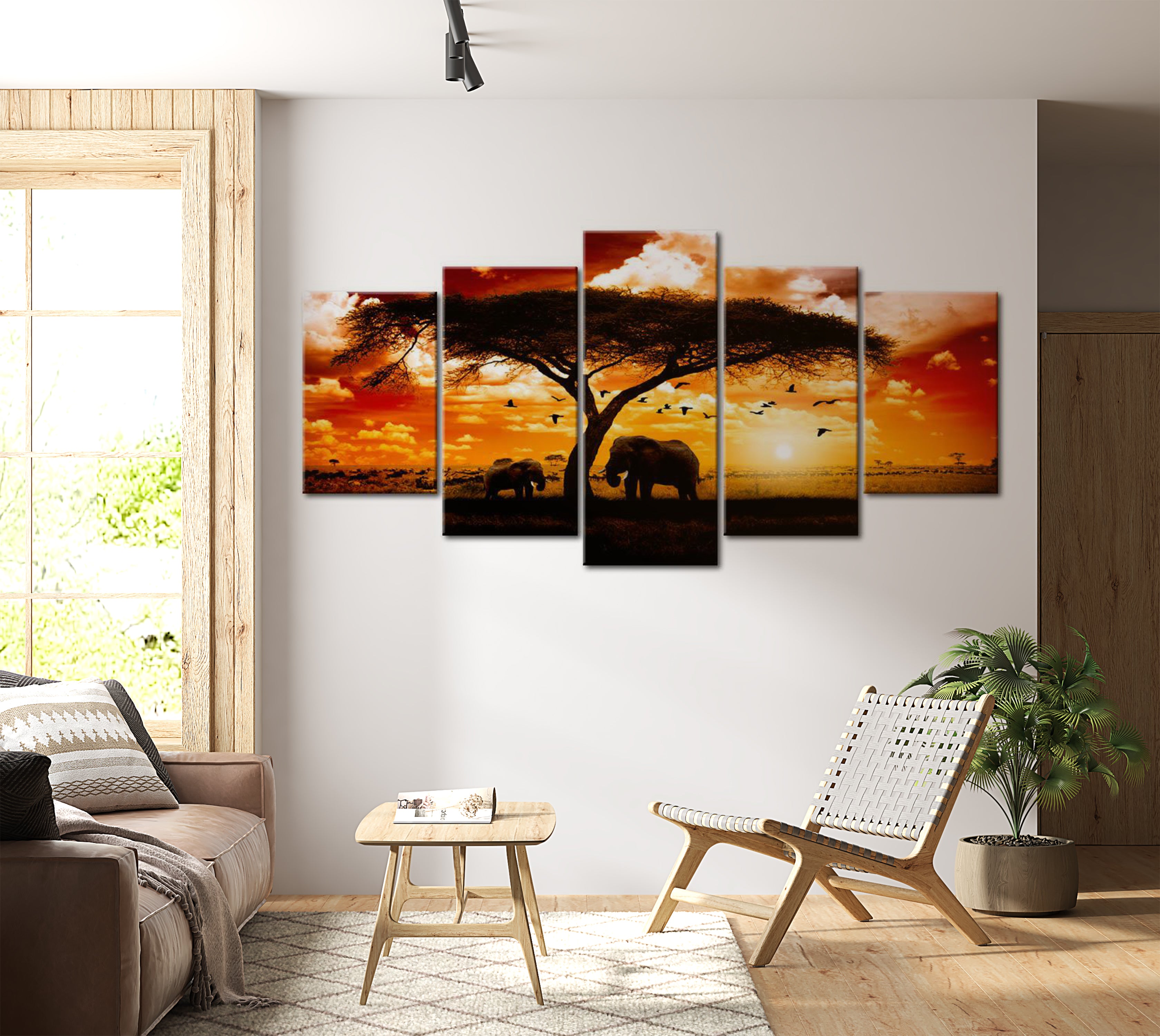 Stretched Canvas Landscape Art - The Savannah Sunset 40"Wx20"H