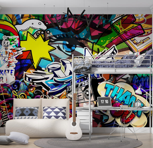 Peel & Stick Street Art Wall Mural - Language of The City 38"Wx27"H