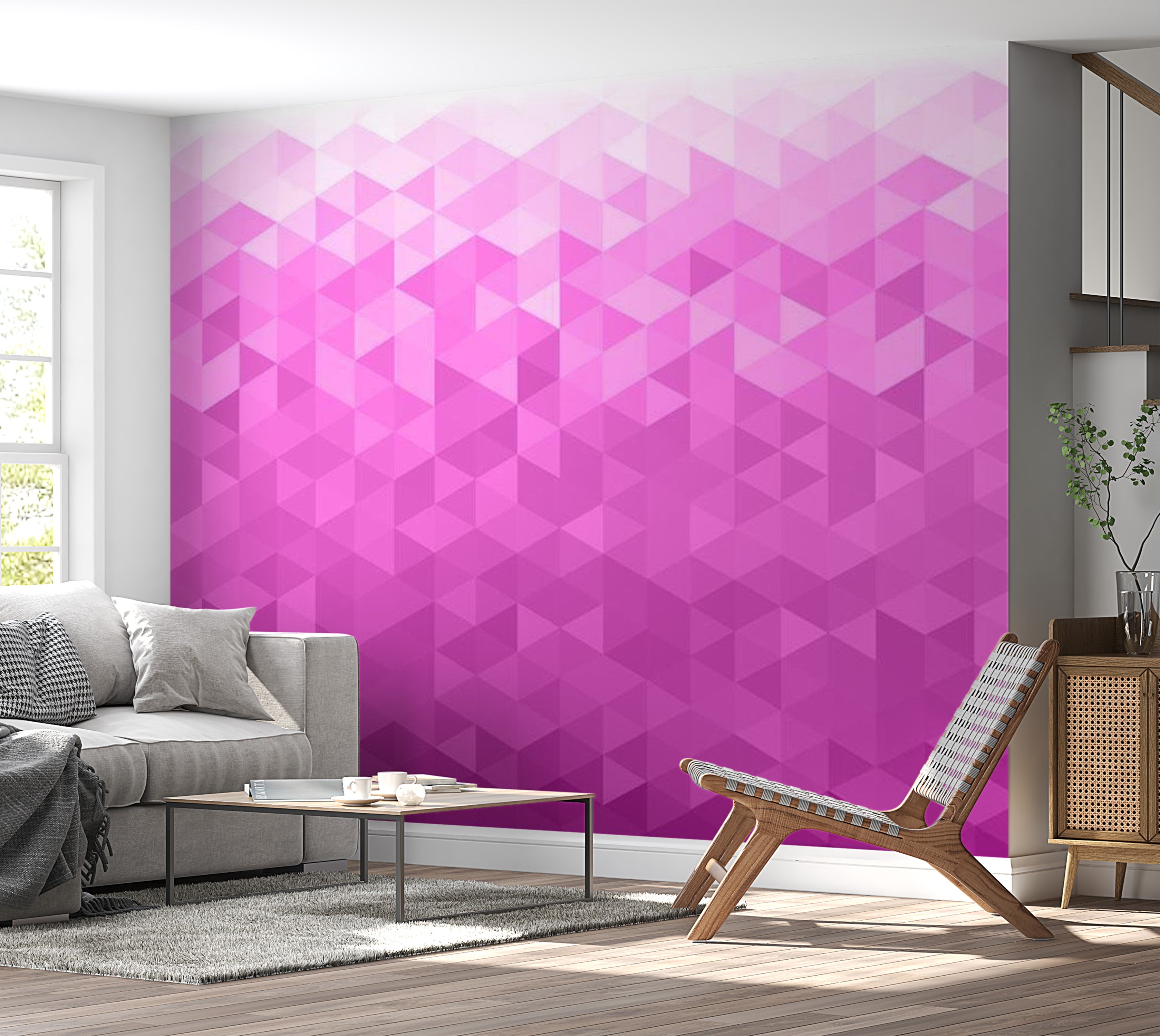 Abstract Wallpaper Wall Mural - Pink Pixel 39"Wx27"H