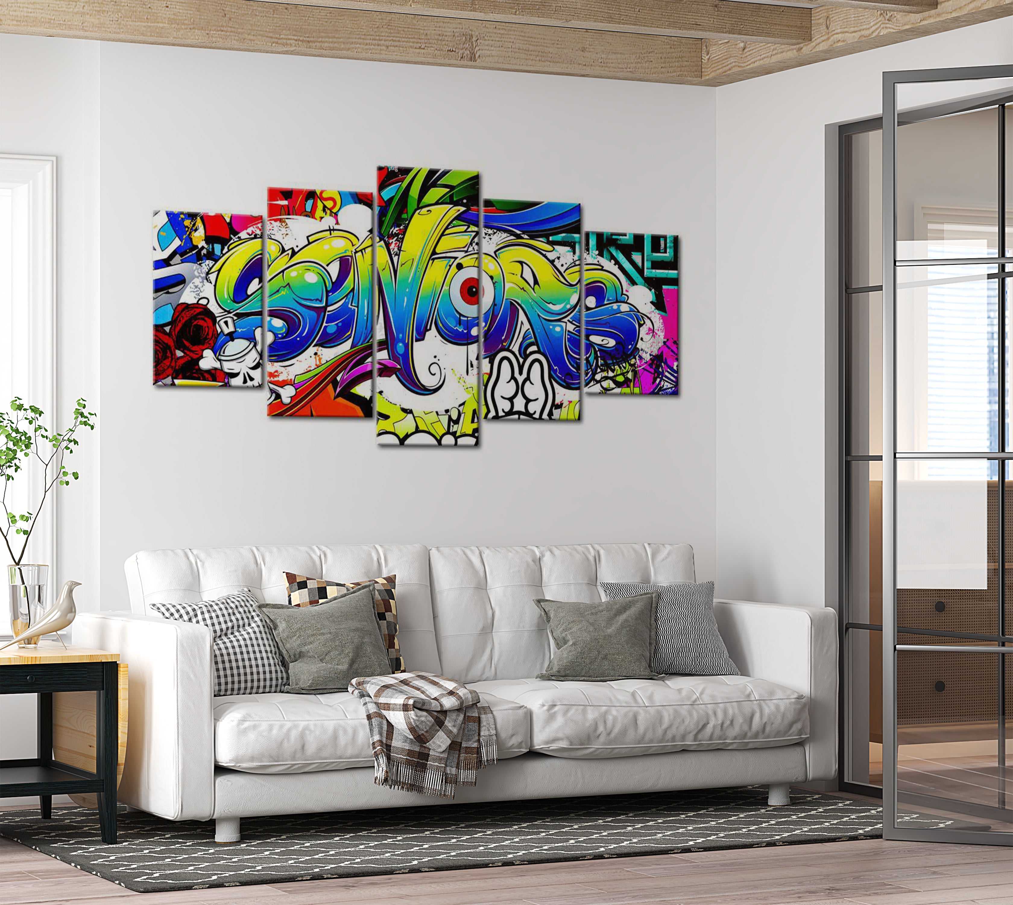 Stretched Canvas Street Art - Youth World - 5 Pieces 40"Wx20"H