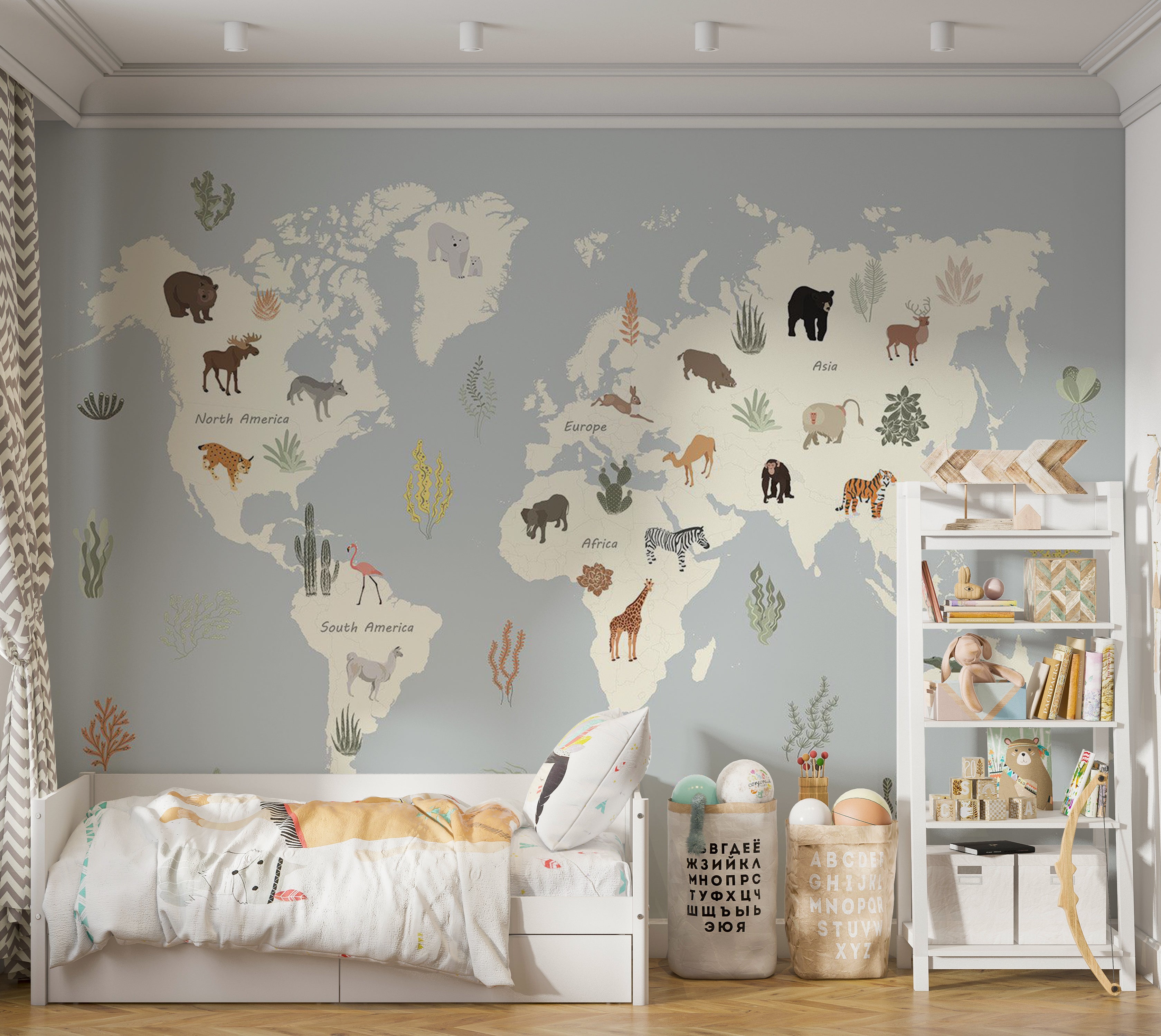 Peel & Stick Kids Wall Mural - Pastel Planet 38"Wx27"H