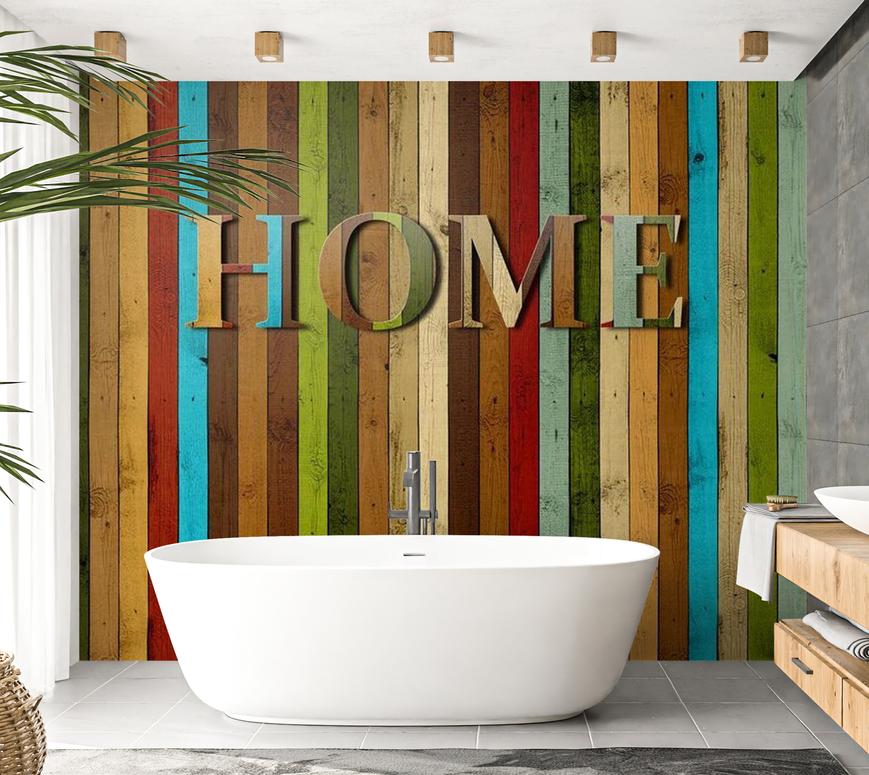 Background & Patterns Wallpaper Wall Mural - Home Mixed Wooden Planks 118"Wx90"H