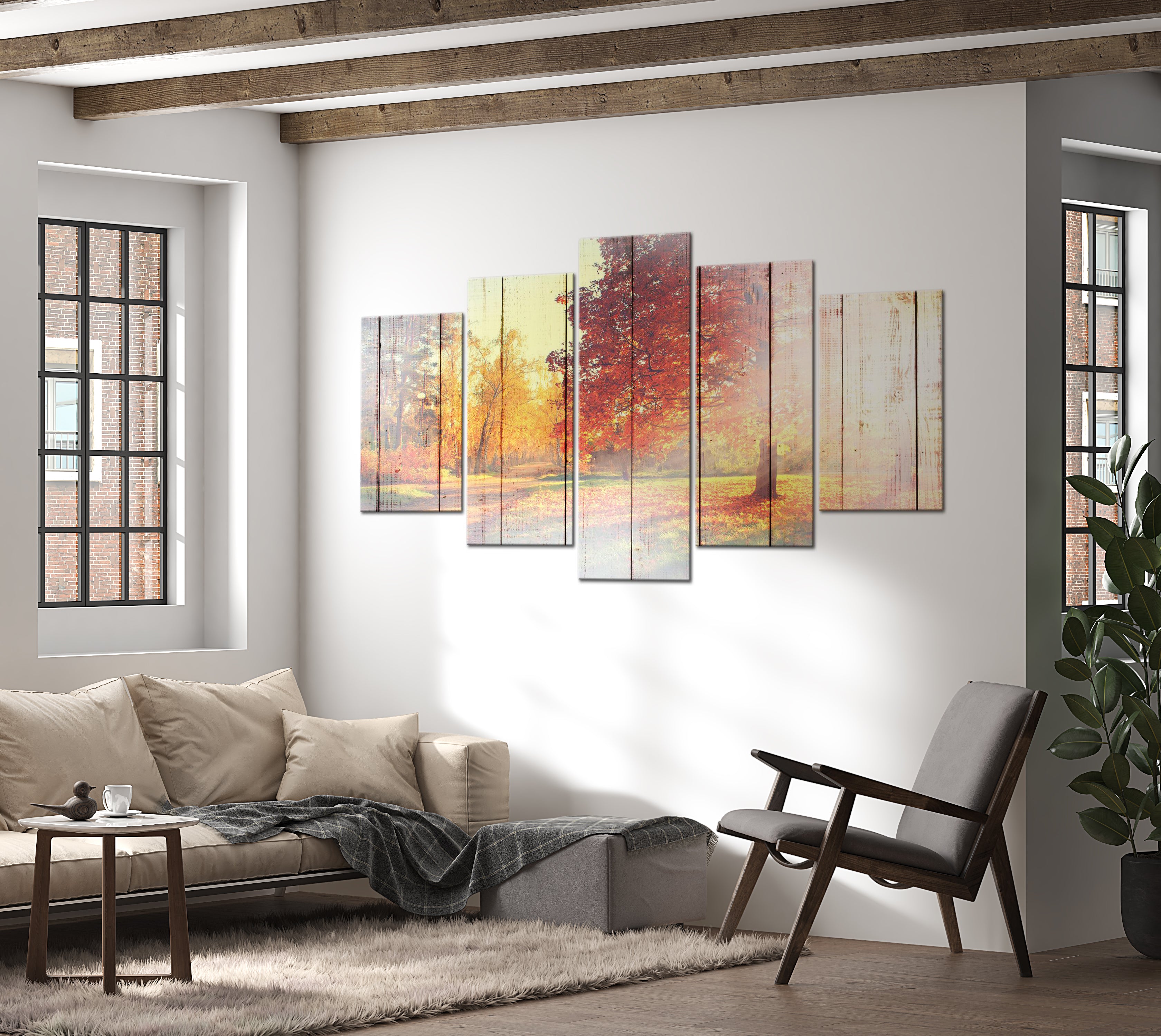 Stretched Canvas Landscape Art - Autumn Sun 40"Wx20"H