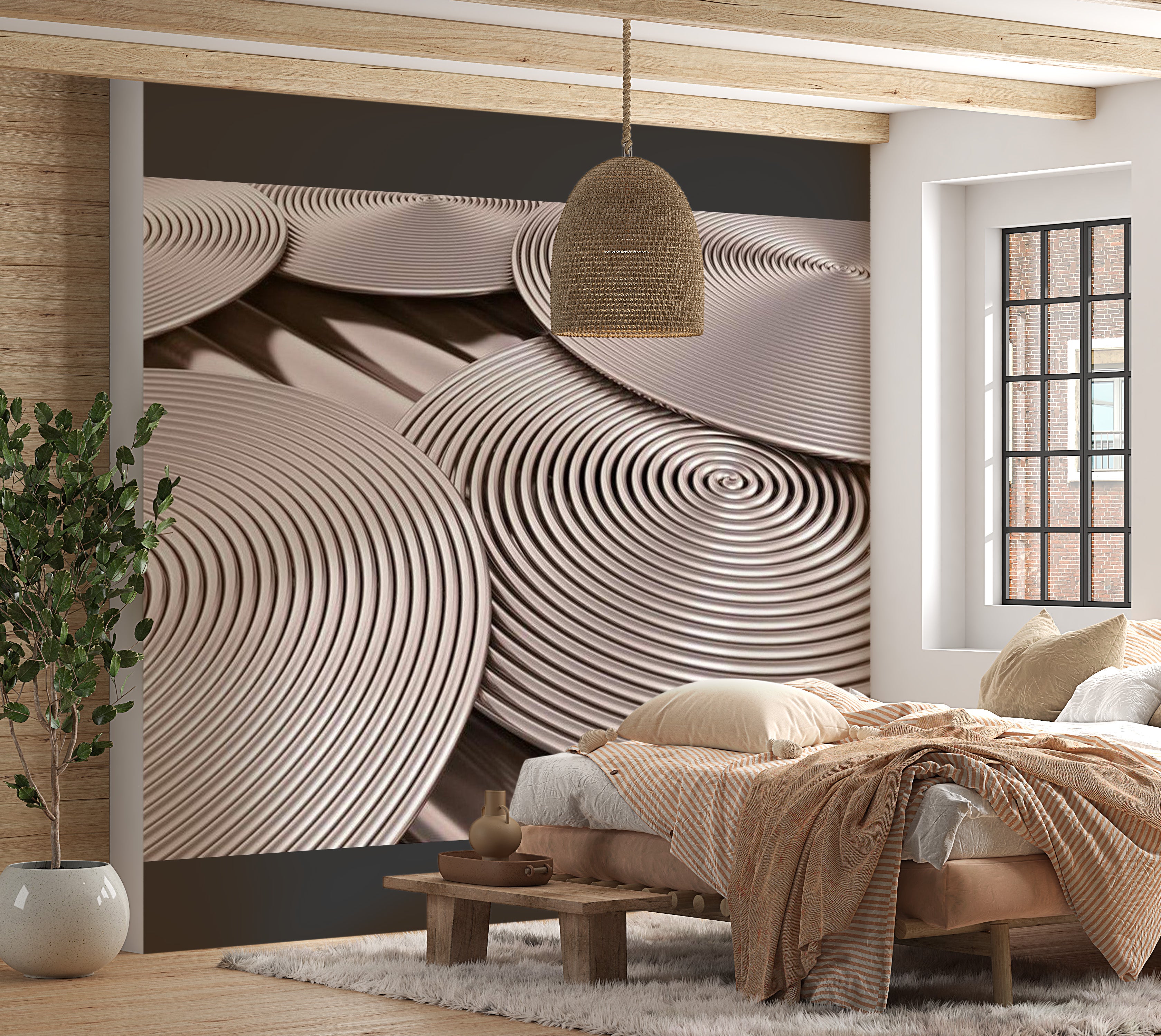 Background & Patterns Wallpaper Wall Mural - Copper Spirals 39"Wx27"H