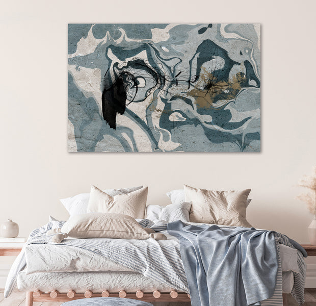 Abstract Canvas Wall Art - Marbled Reflection