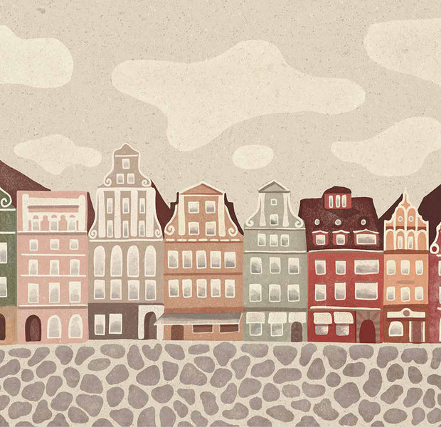 Peel & Stick Kids Wall Mural - Funky Townhouses 38"Wx27"H