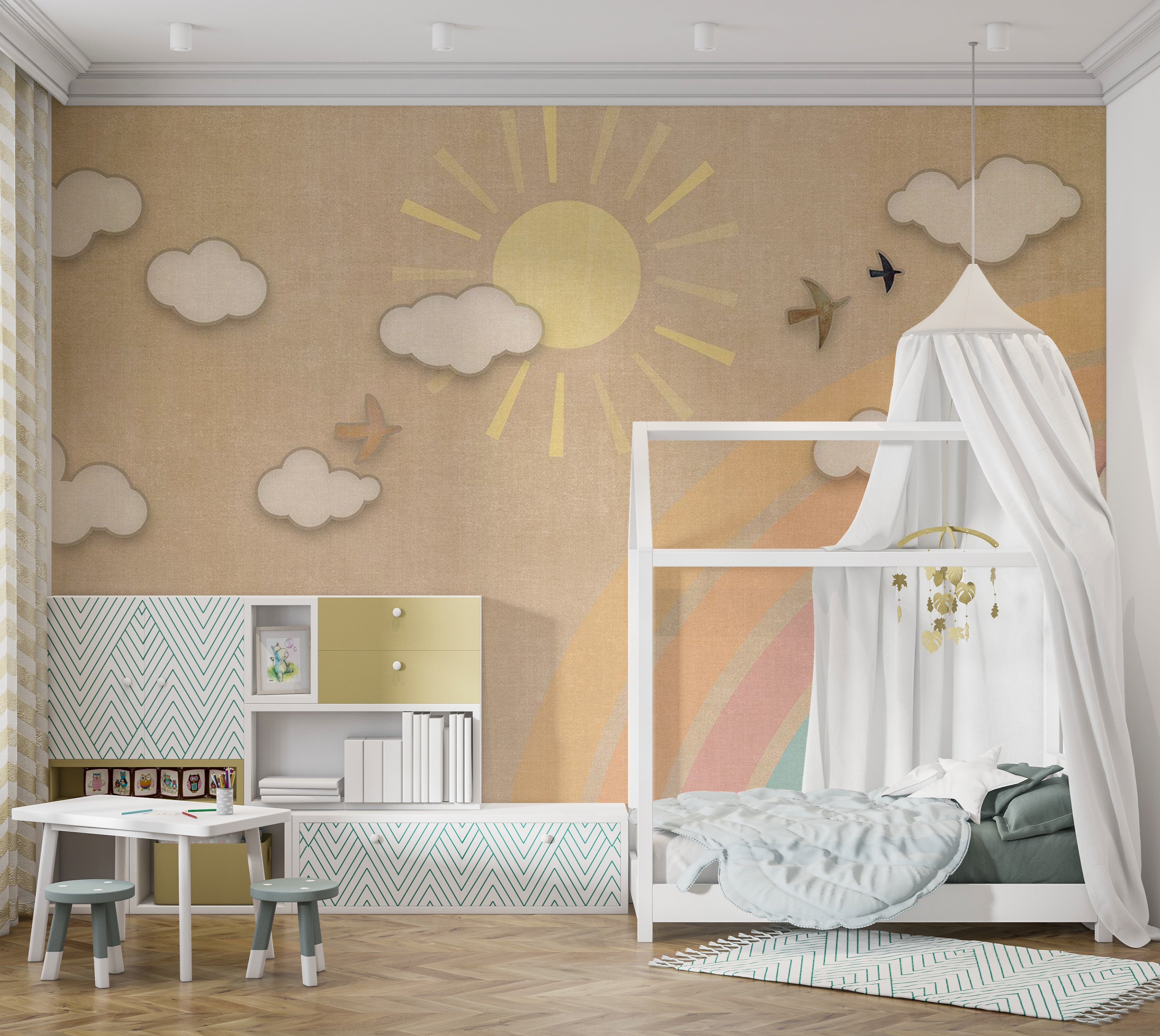 Kids Wallpaper Wall Mural - Aesthetic Rainbow Day 39"Wx27"H / Standard