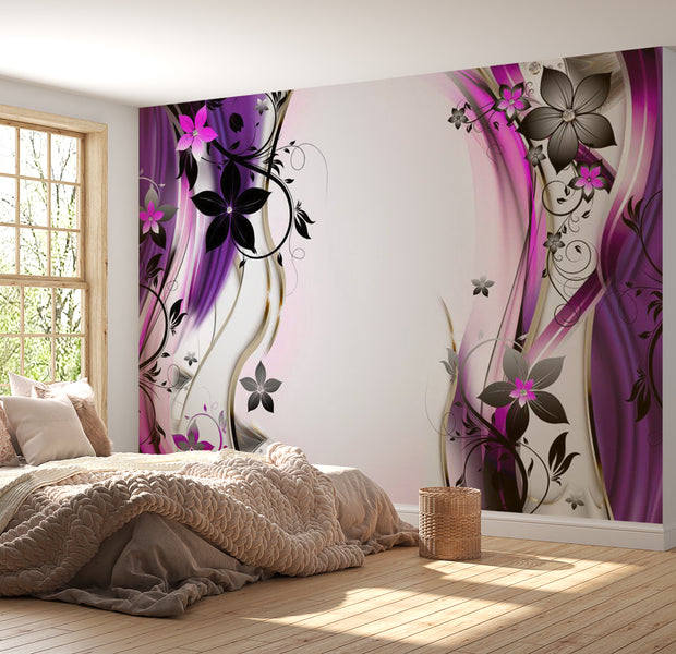 Peel & Stick Floral Wall Mural - Purple Blooming Delight 38"Wx27"H