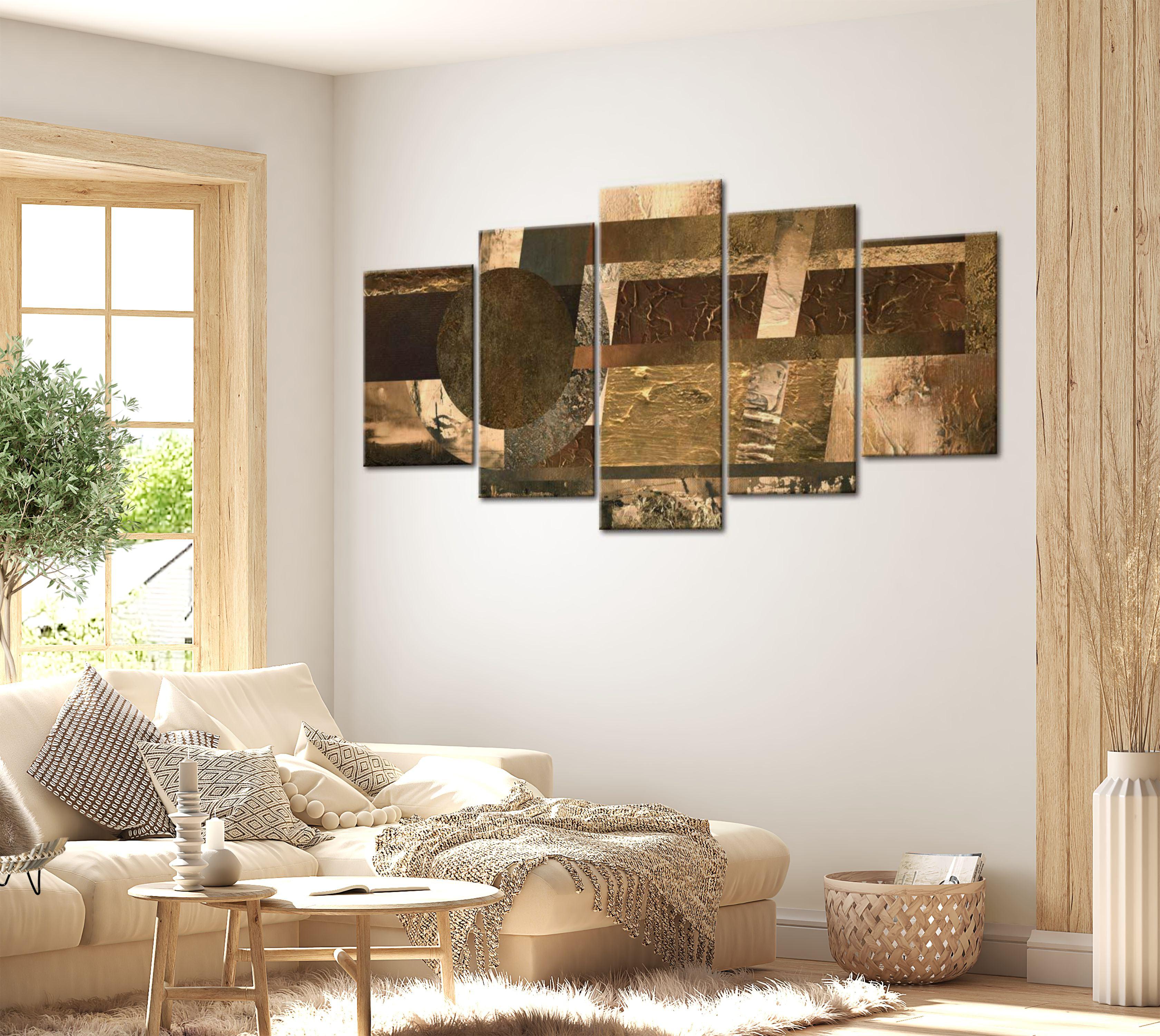 Abstract Canvas Wall Art - Golden Star - 5 Pieces