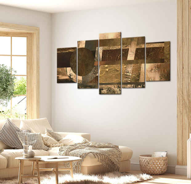 Abstract Canvas Wall Art - Golden Star - 5 Pieces