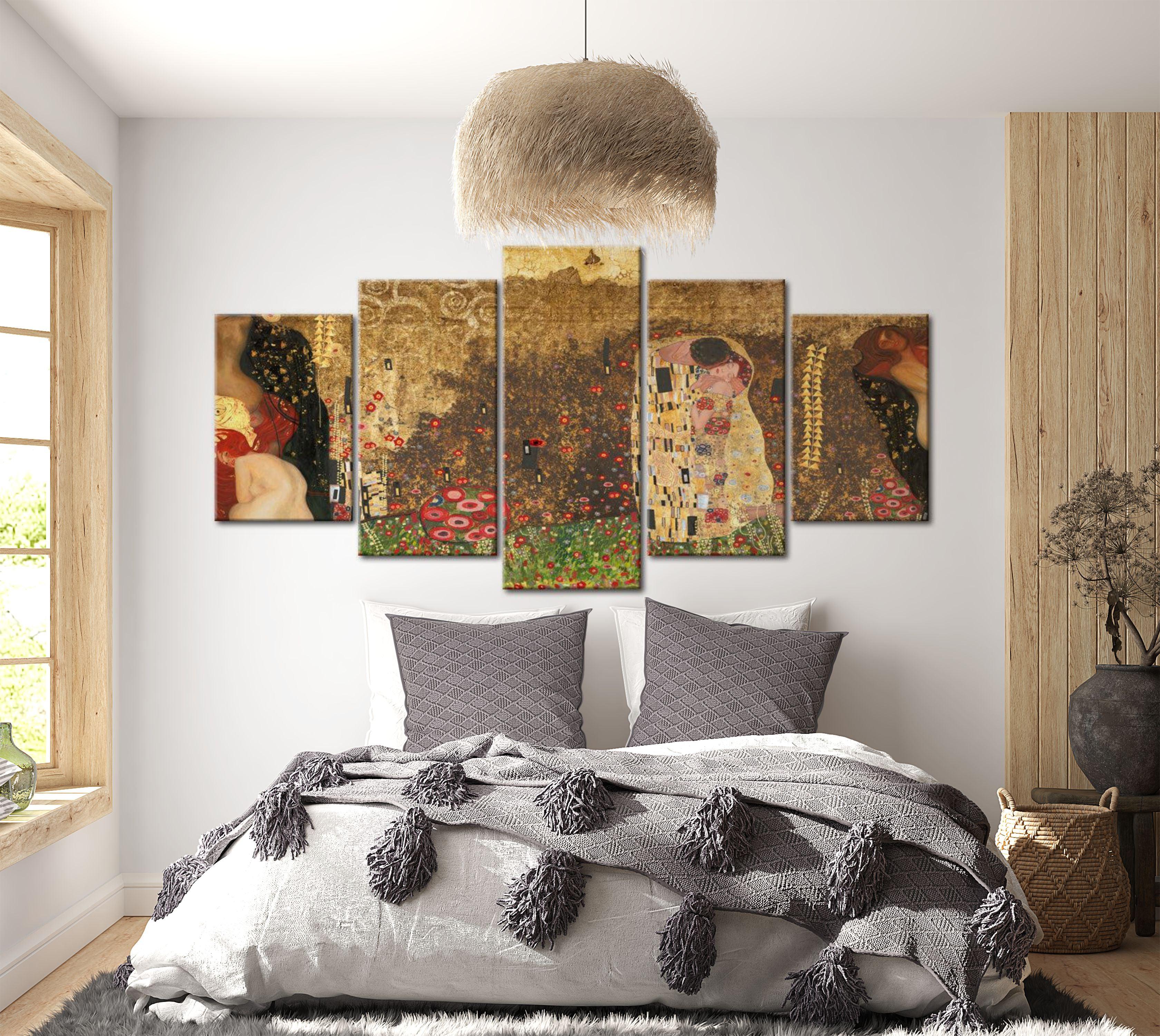 Abstract Canvas Wall Art - Klimt Free Impression - 5 Pieces