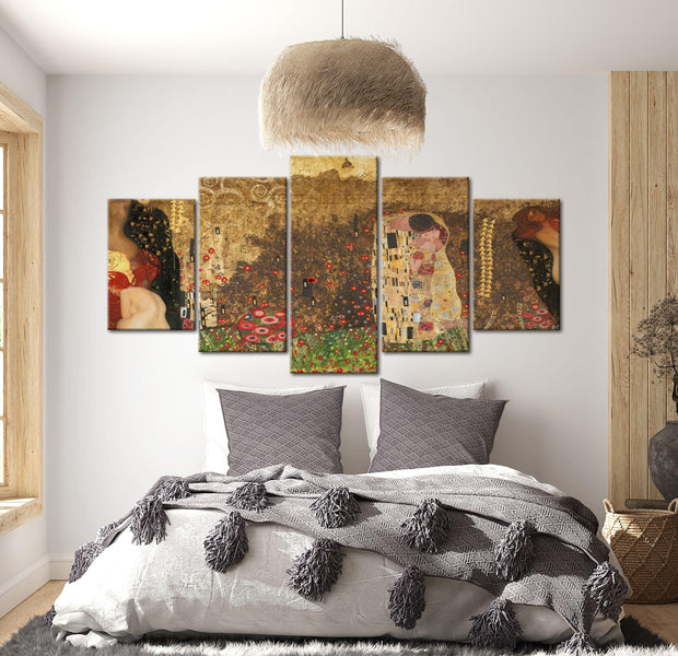 Abstract Canvas Wall Art - Klimt Free Impression - 5 Pieces