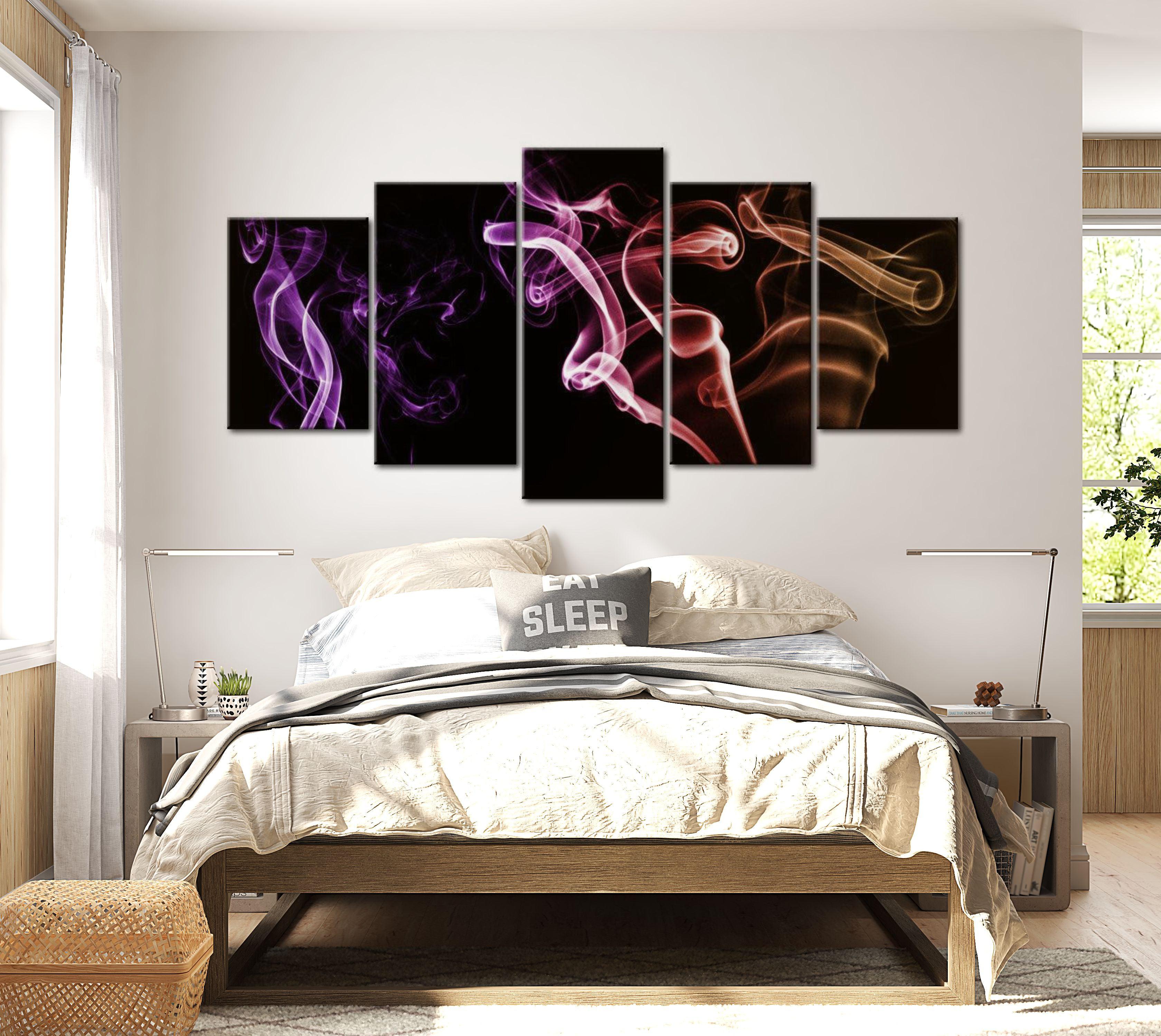 Abstract Canvas Wall Art - Colored Smoke - 5 Pieces