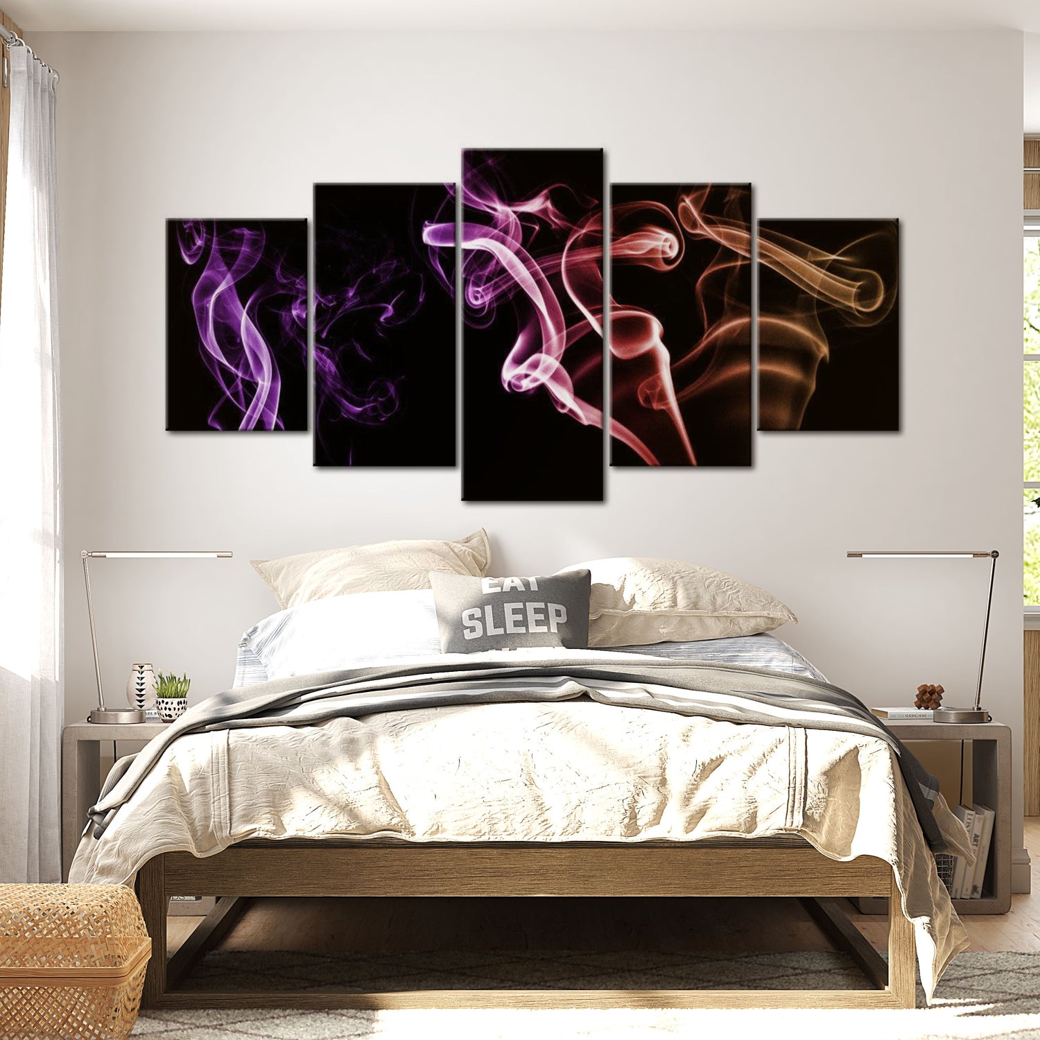 Abstract Canvas Wall Art - Colored Smoke - 5 Pieces