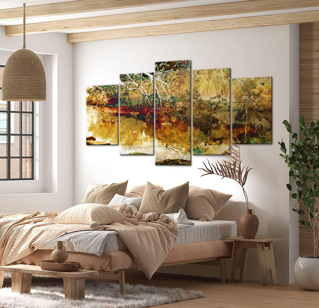 Abstract Canvas Wall Art - Garden - 5 Pieces
