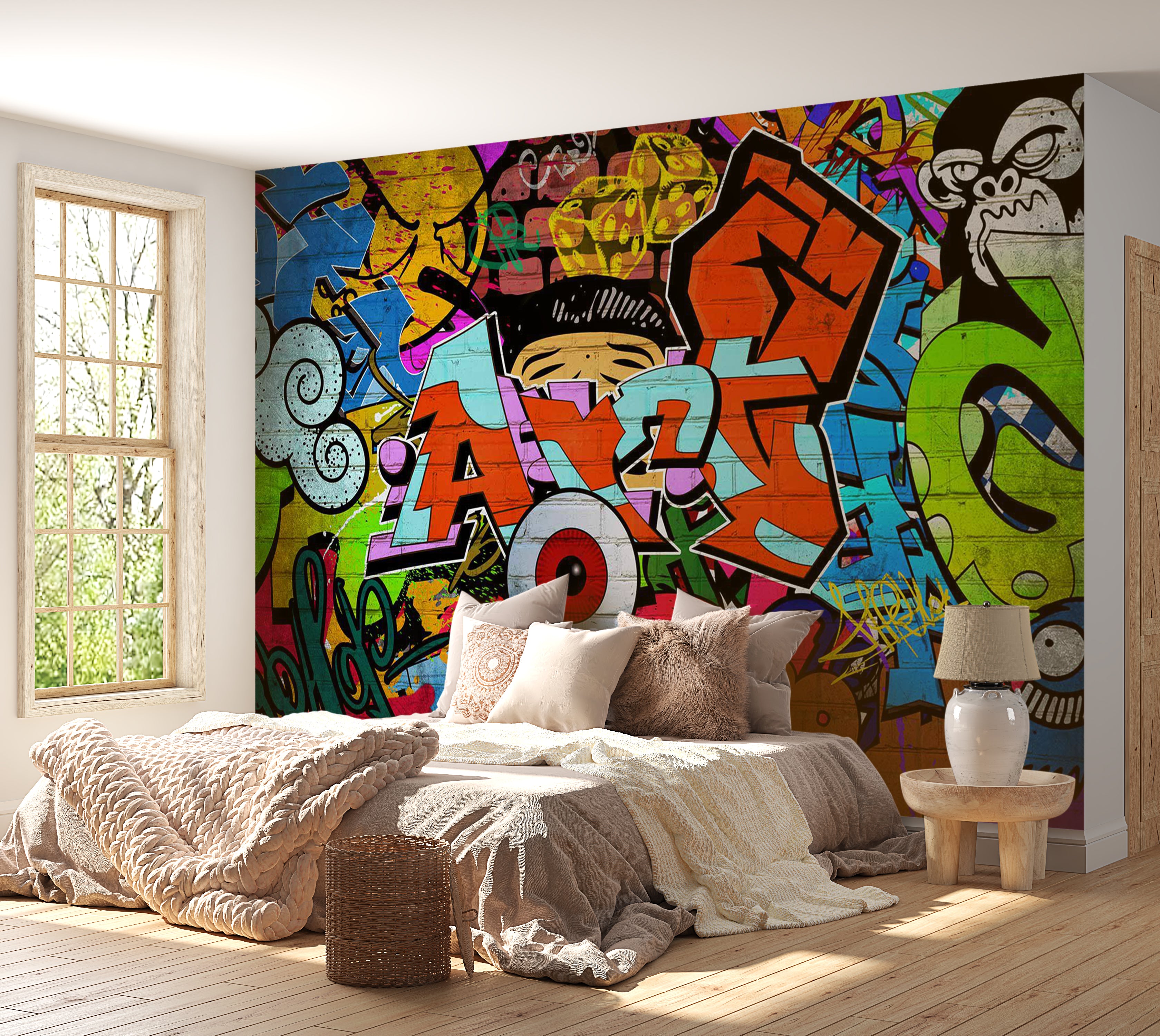 Peel & Stick Street Art Wall Mural - Hip Hop Art 38"Wx27"H