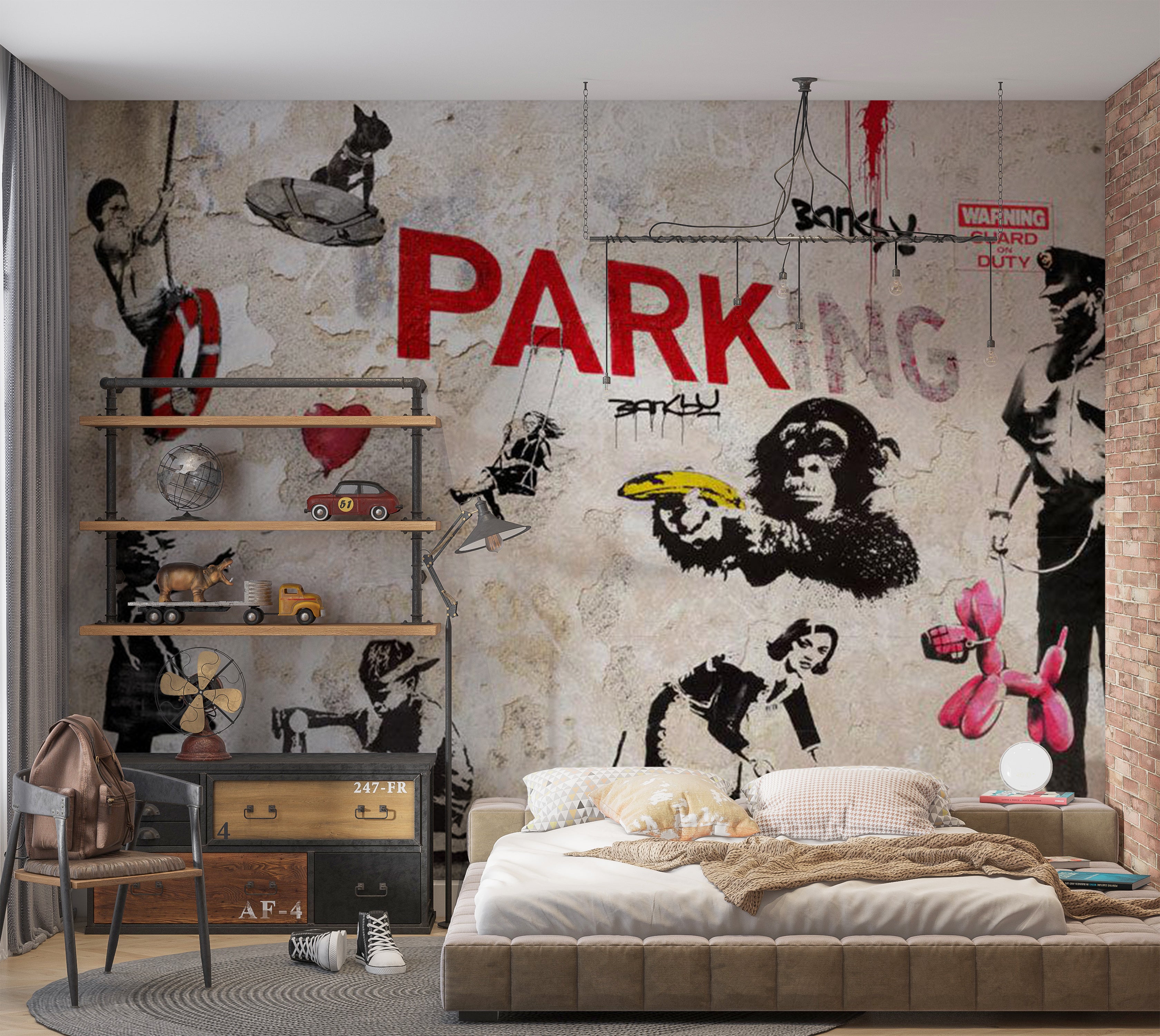 Peel & Stick Street Art Wall Mural - Banksy Graffiti Collage 38"Wx27"H