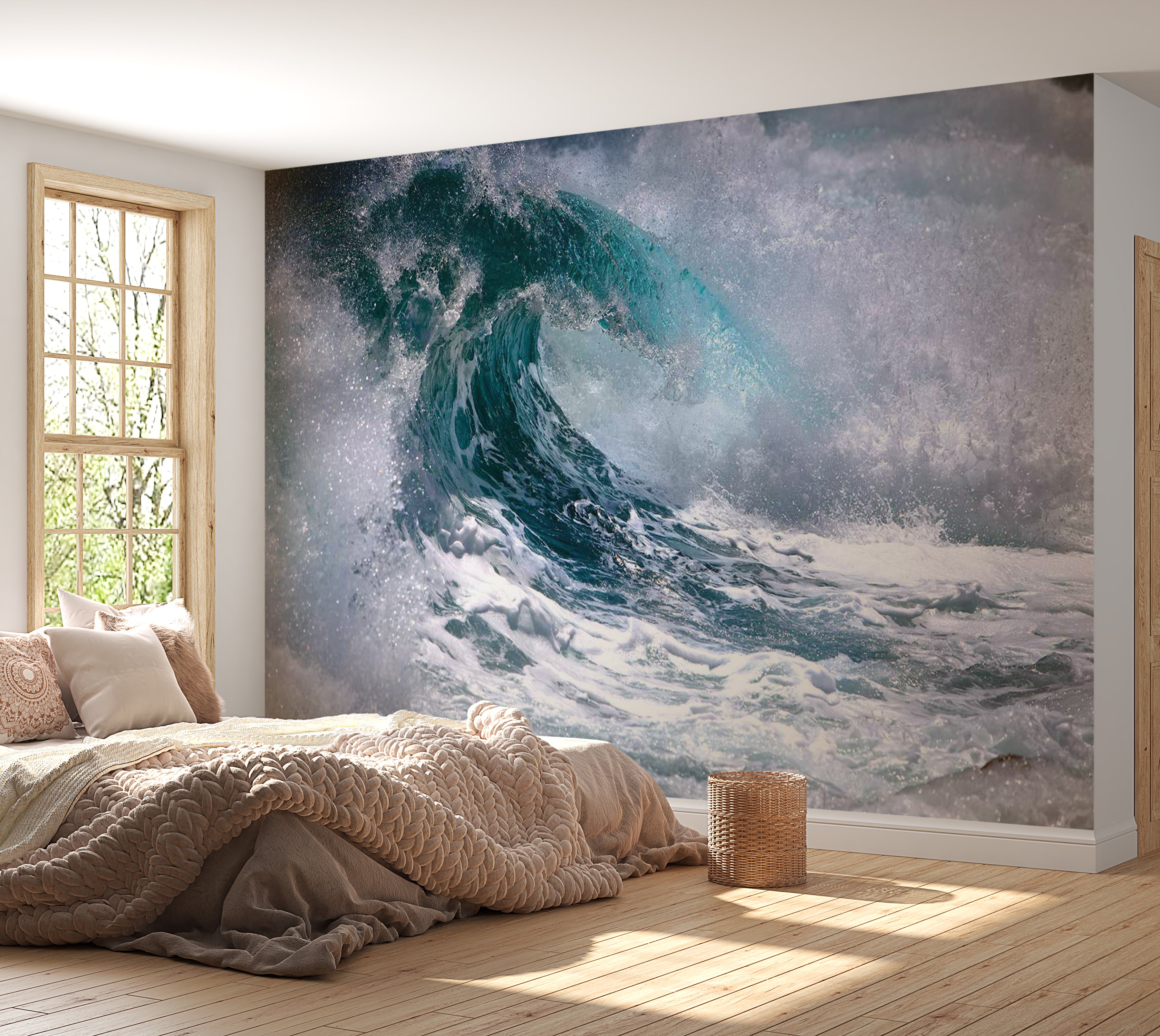 Peel & Stick Landscape Wall Mural - Ocean Wave 38"Wx27"H