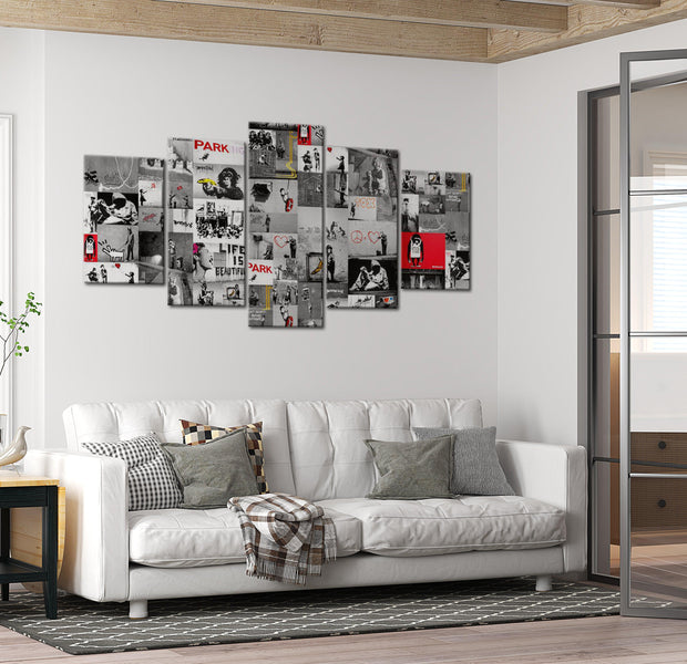 Stretched Canvas Street Art - Banksy Street Crimes - 5 Pieces