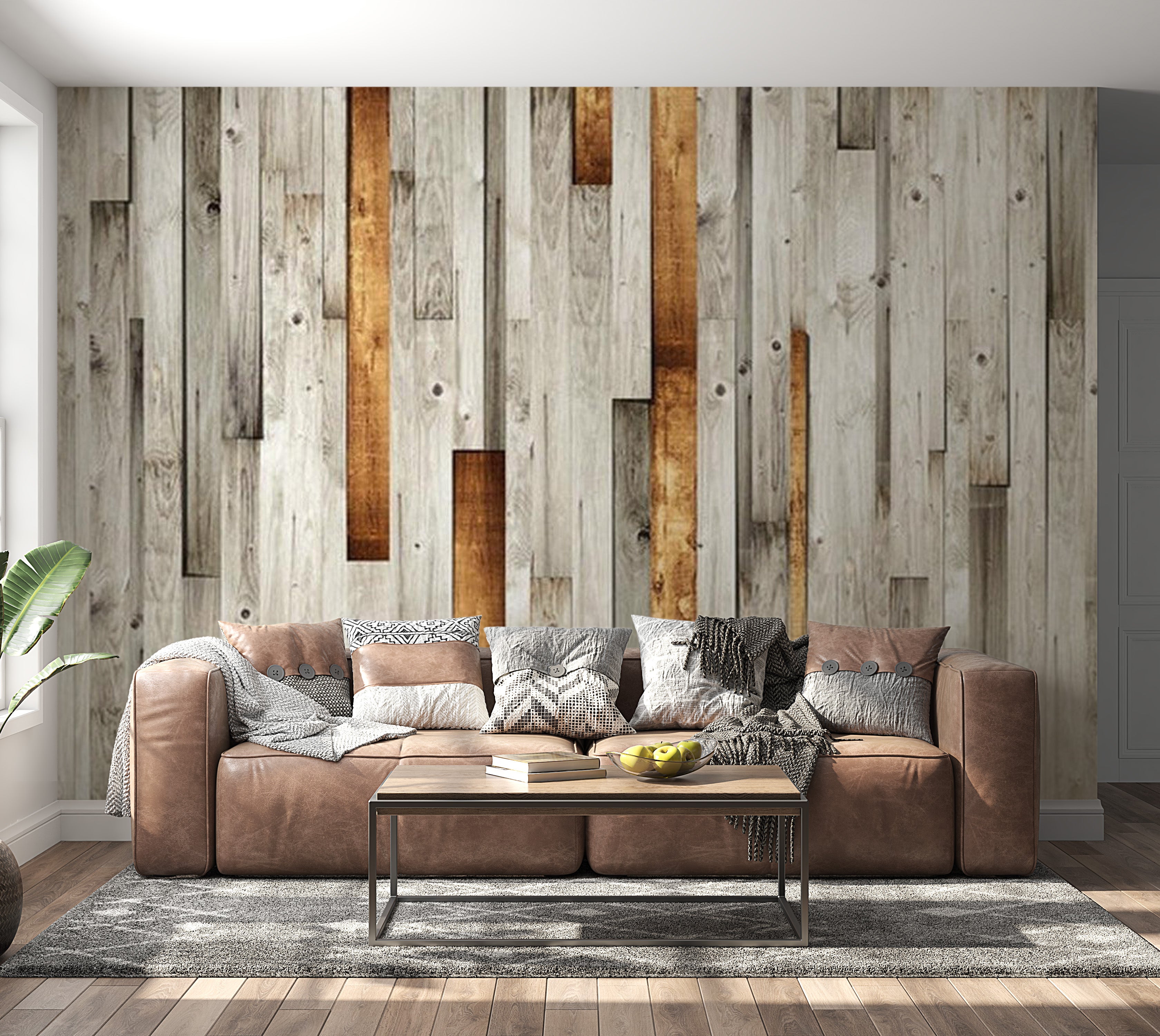 Background & Patterns Wallpaper Wall Mural - Mixed Vertical Wooden Pattern 39"Wx27"H