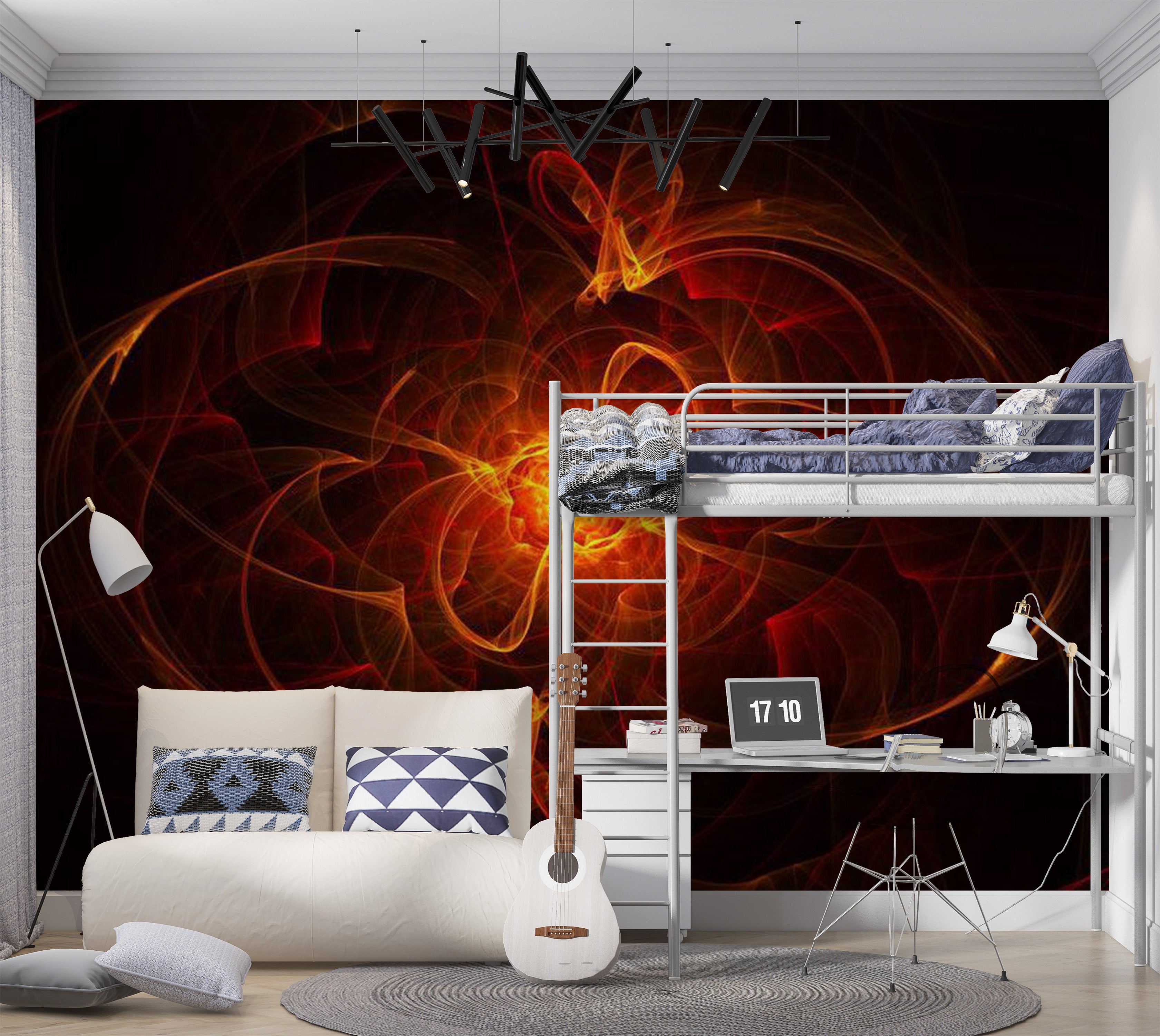 Abstract Wallpaper Wall Mural - Abstract Fire 118"Wx90"H