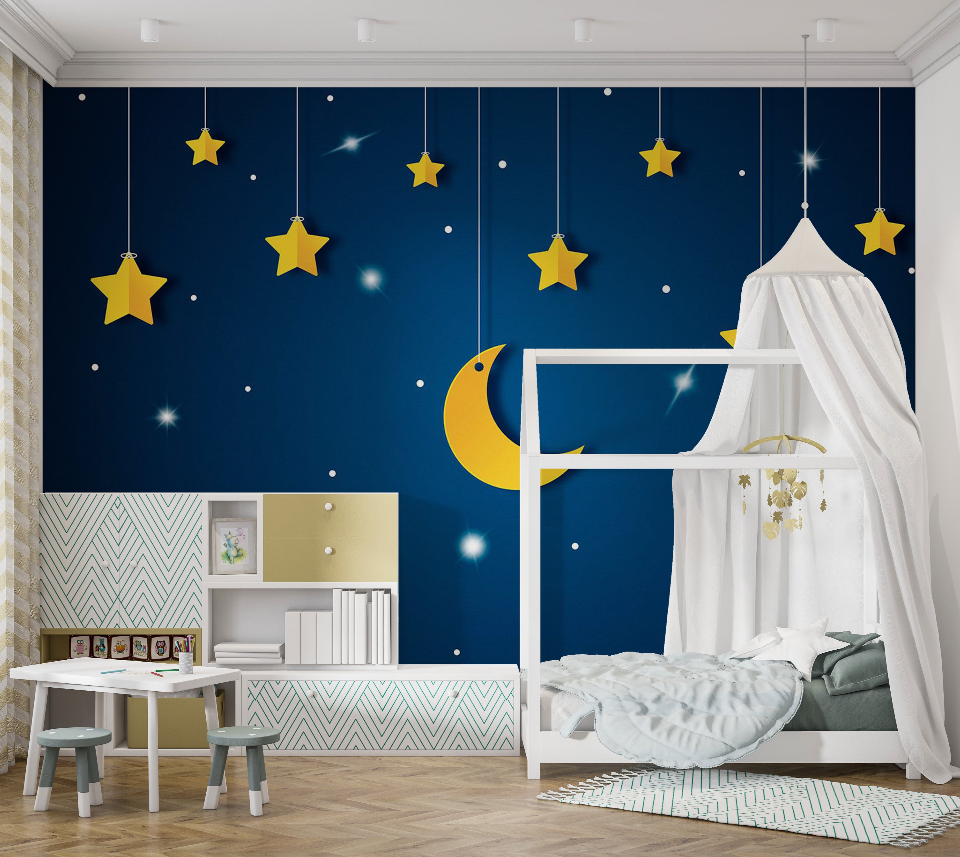 Kids Wallpaper Wall Mural - Blue Night Sky 39"Wx27"H / Standard