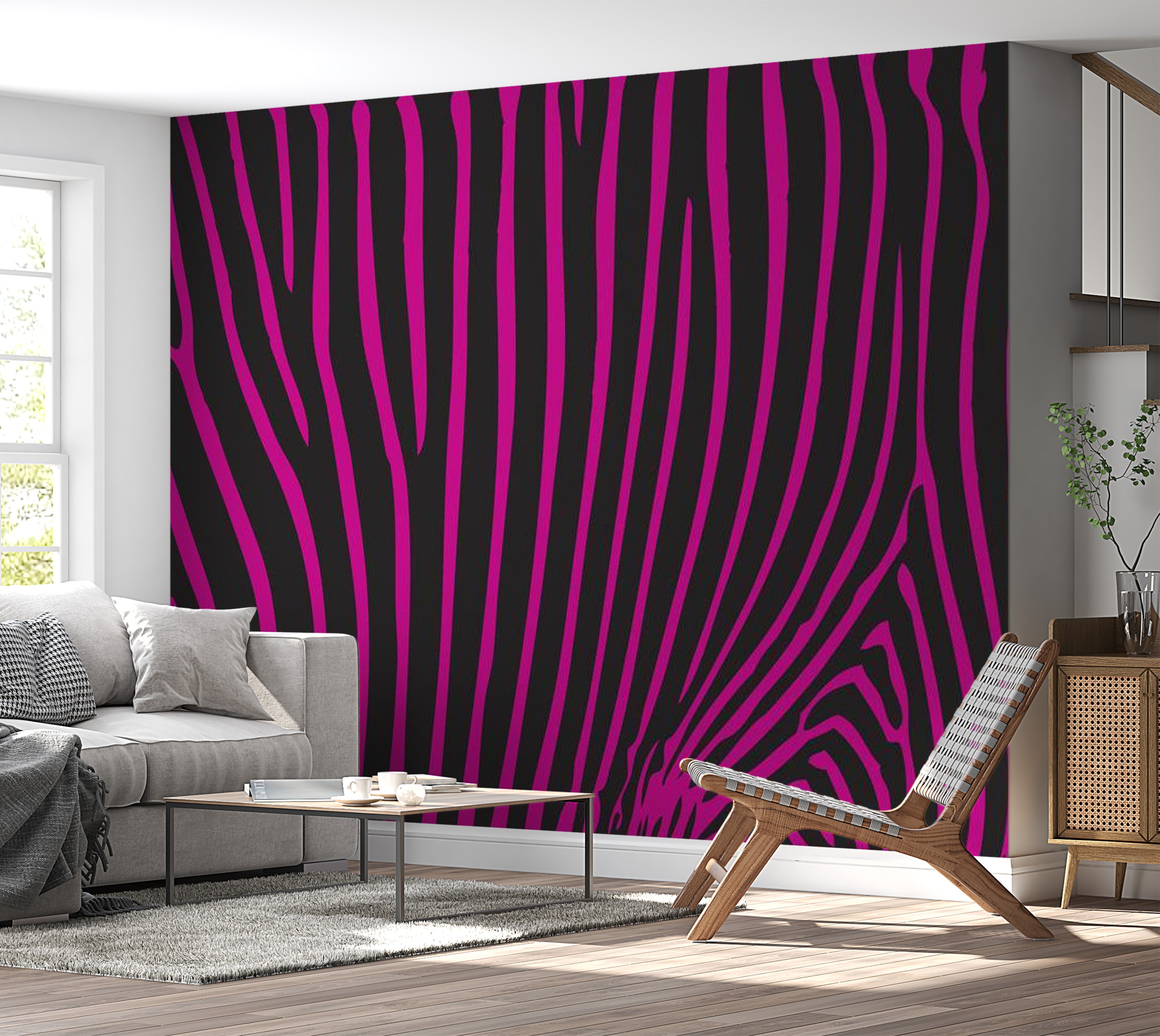 Abstract Wallpaper Wall Mural - Zebra Pattern Violet 118"Wx90"H