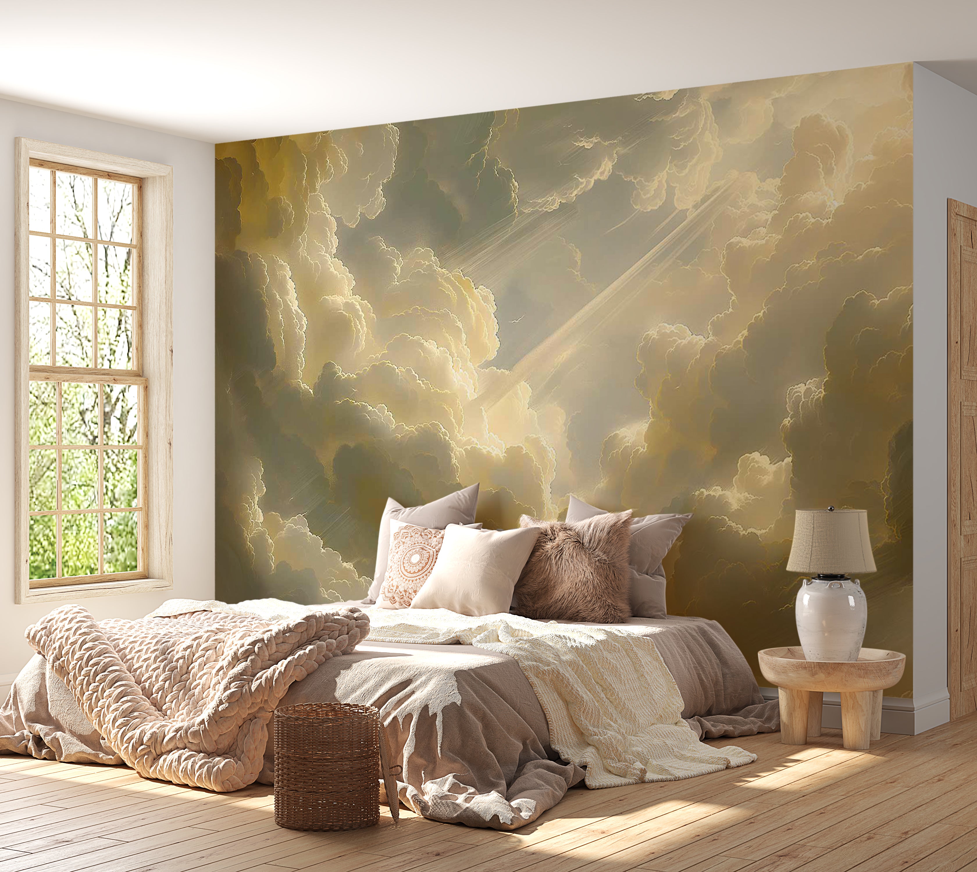 Peel & Stick Wall Mural - Cloudy Morning Sunshine 38"Wx27"H