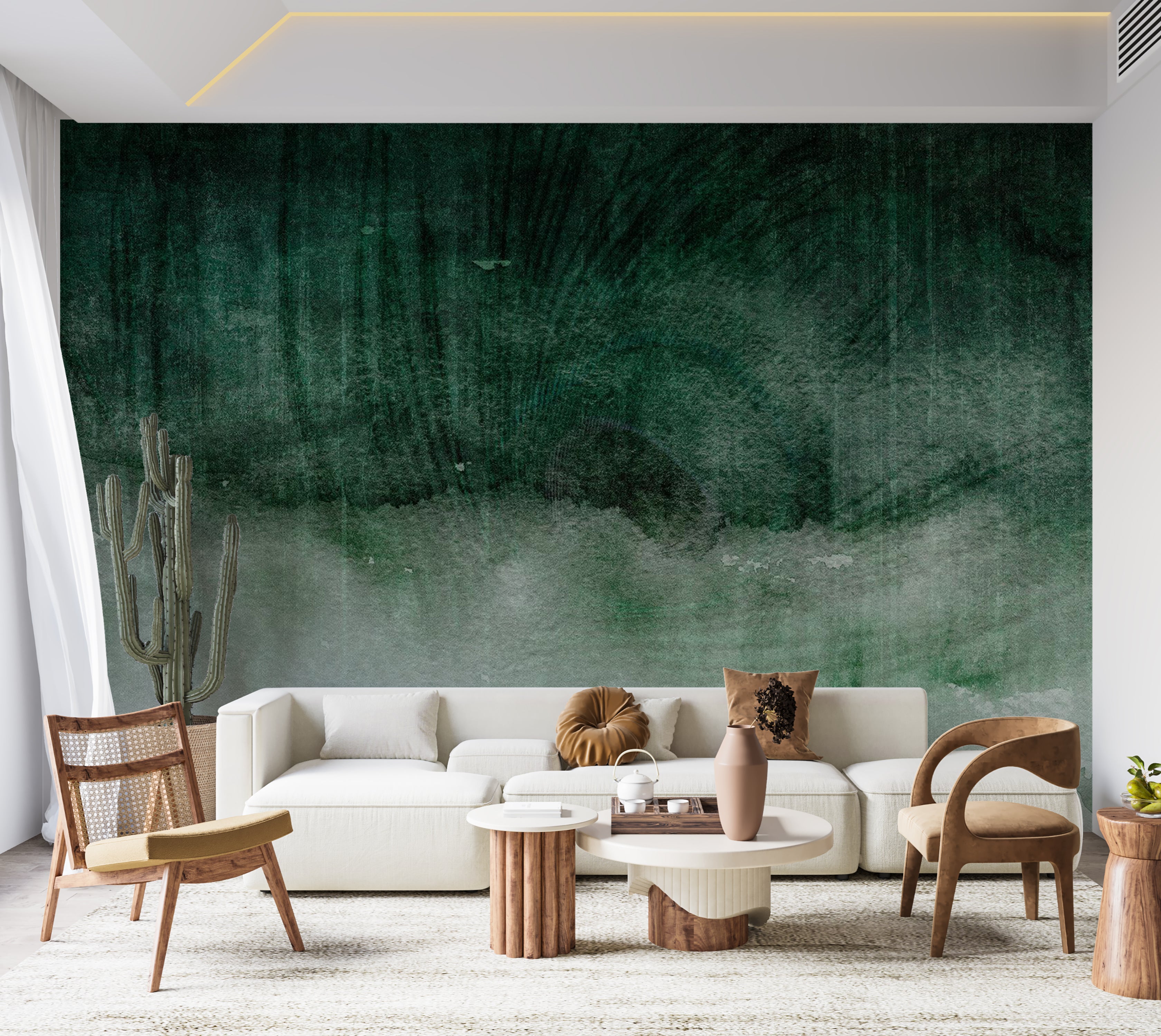 Surface Texture Wallpaper Wall Mural - Green Concrete Expression 39"Wx27"H / Standard