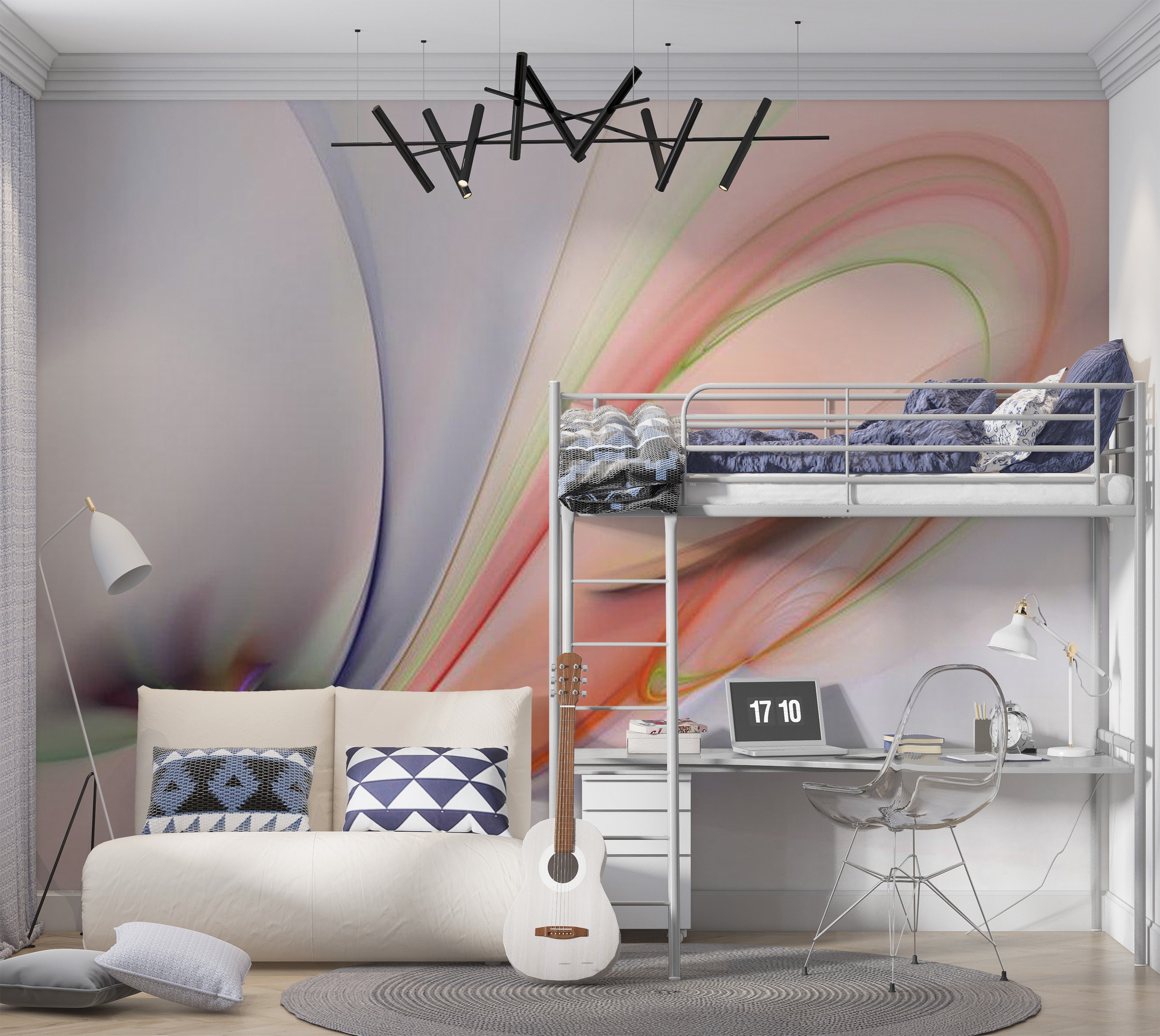 Abstract Wallpaper Wall Mural - Silky Colorful Smoke 118"Wx90"H