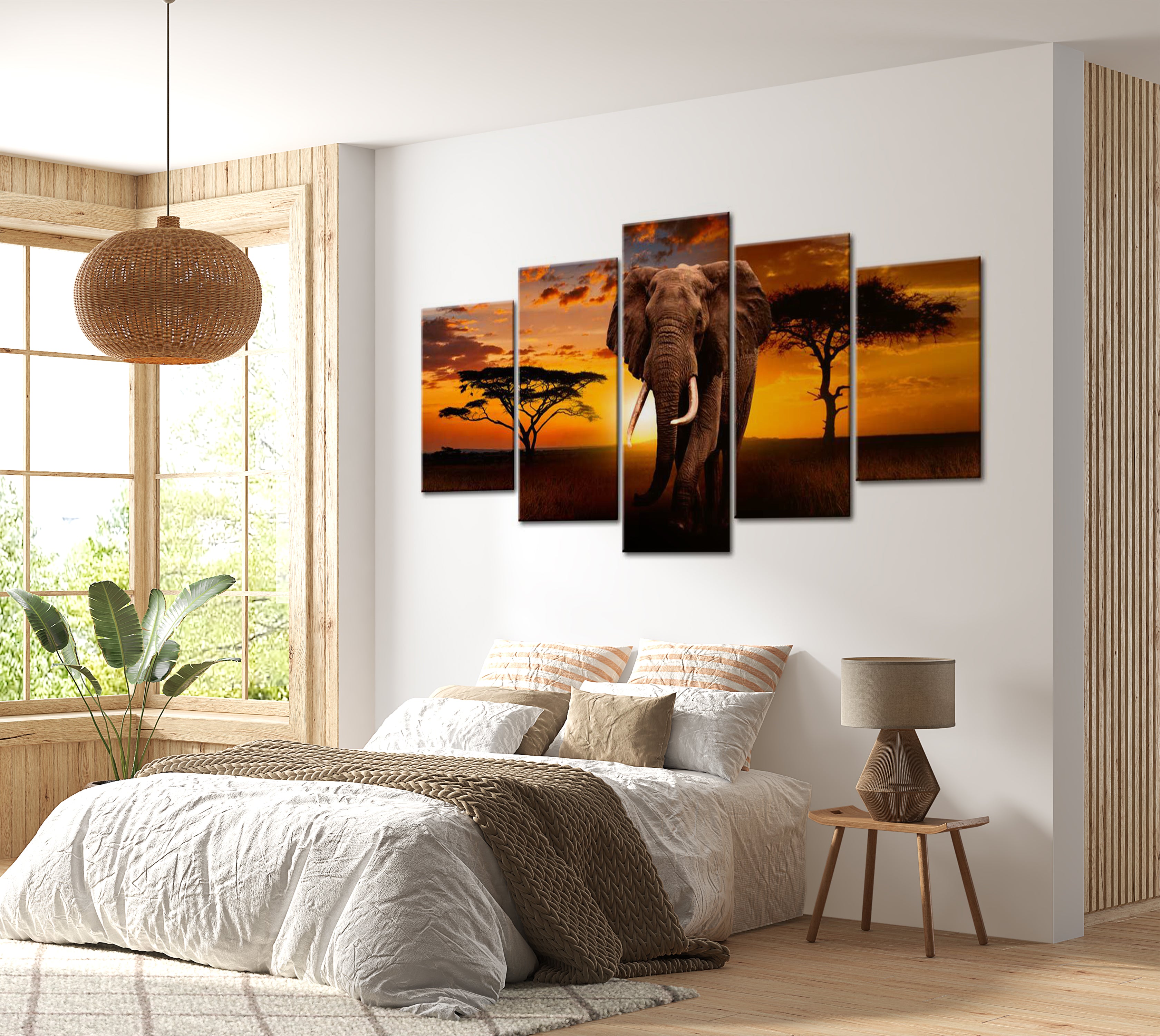 Stretched Canvas Landscape Art - The Savannah King 40"Wx20"H