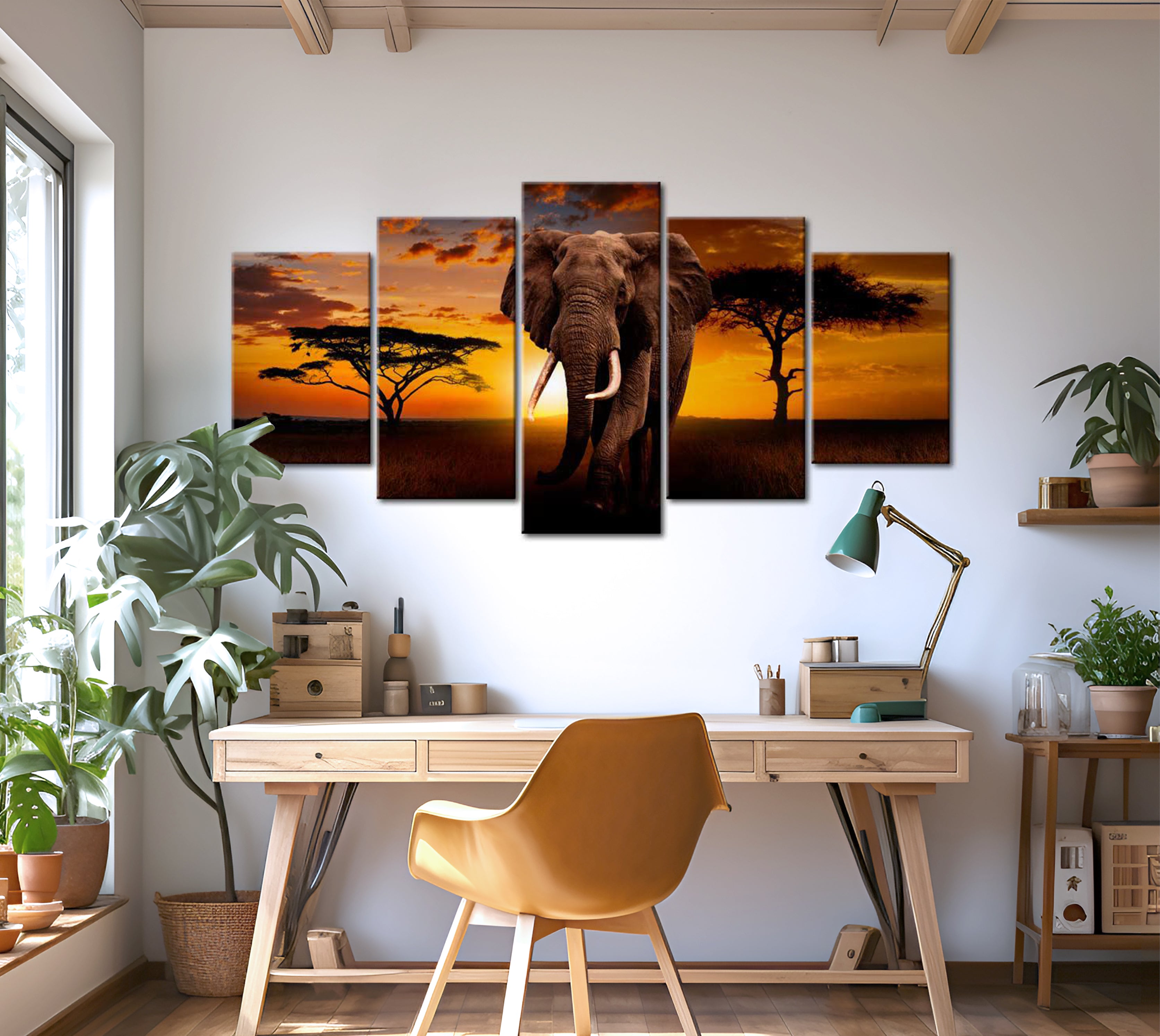 Stretched Canvas Landscape Art - The Savannah King 40"Wx20"H