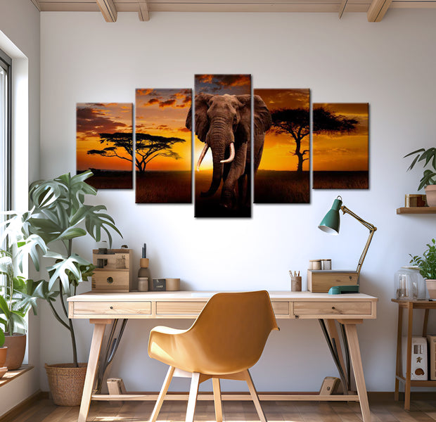 Stretched Canvas Landscape Art - The Savannah King 40"Wx20"H