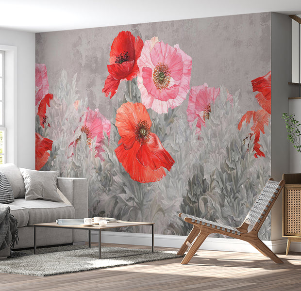 Peel & Stick Floral Wall Mural - Gray Meadow 38"Wx27"H