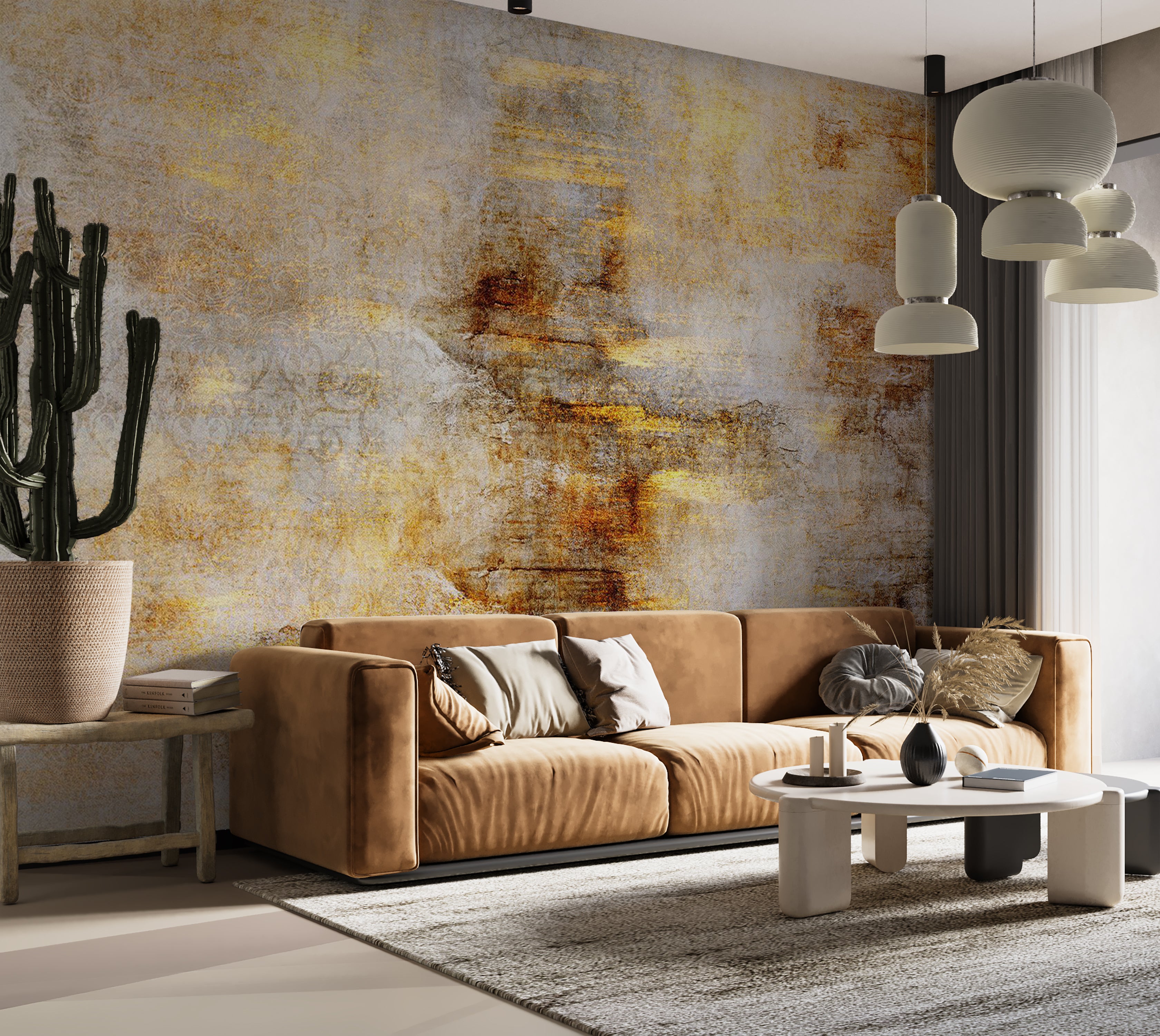 Abstract Wallpaper Wall Mural - Golden Expression 39"Wx27"H / Standard