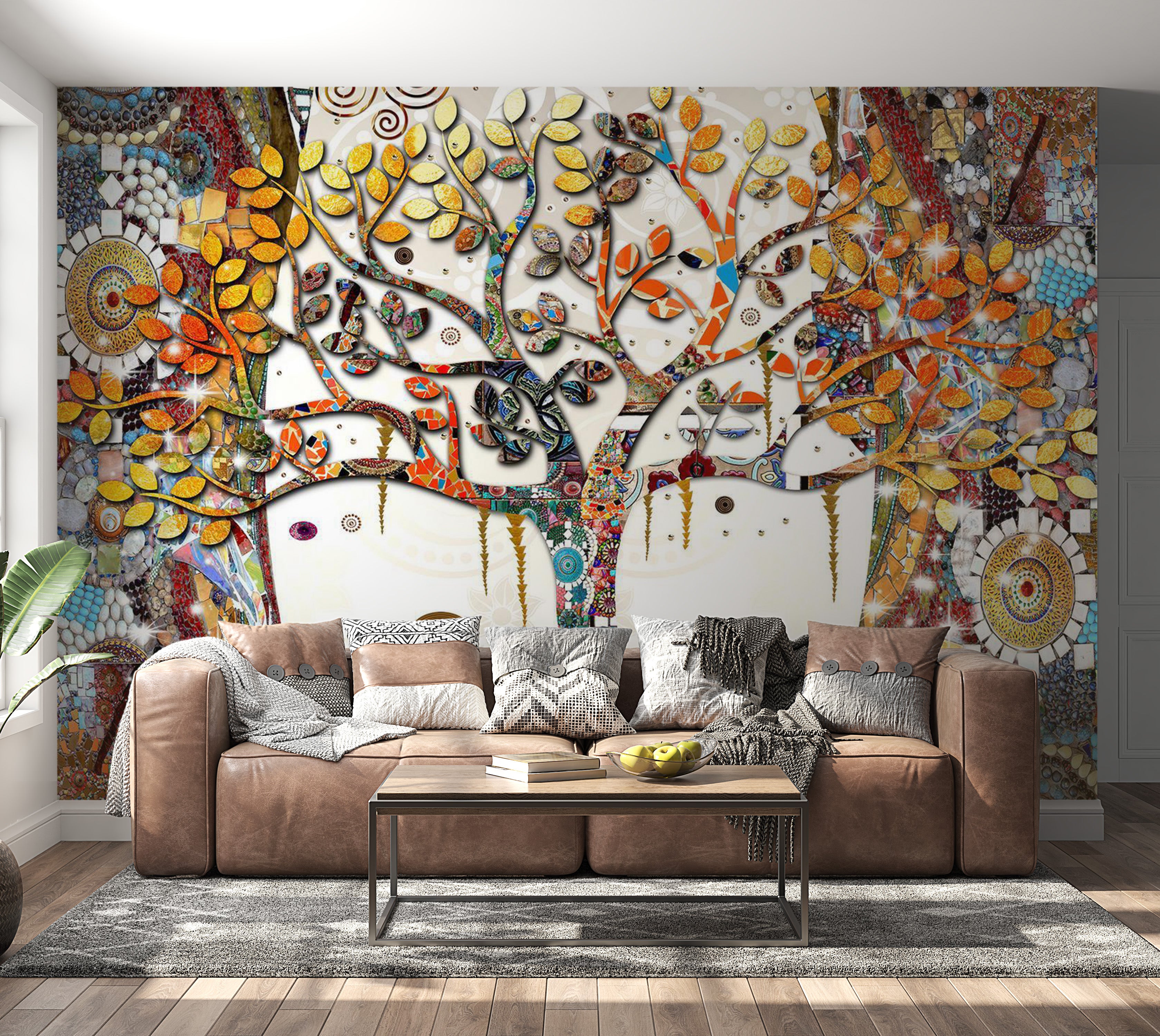 Abstract Wallpaper Wall Mural - Decorated Tree 39"Wx27"H