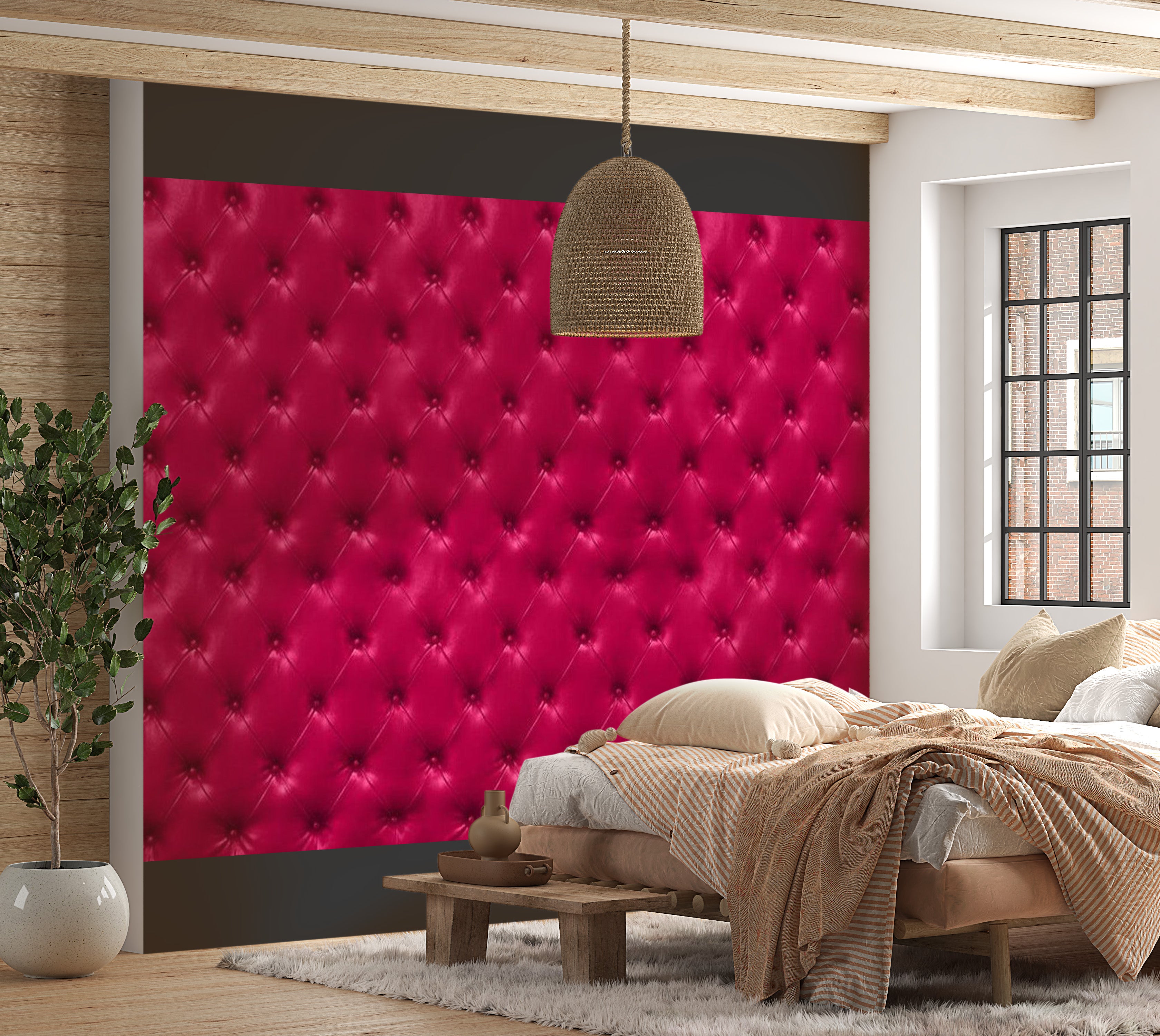 Background & Patterns Wallpaper Wall Mural - Fuchsia Chesterfield Pattern 39"Wx27"H