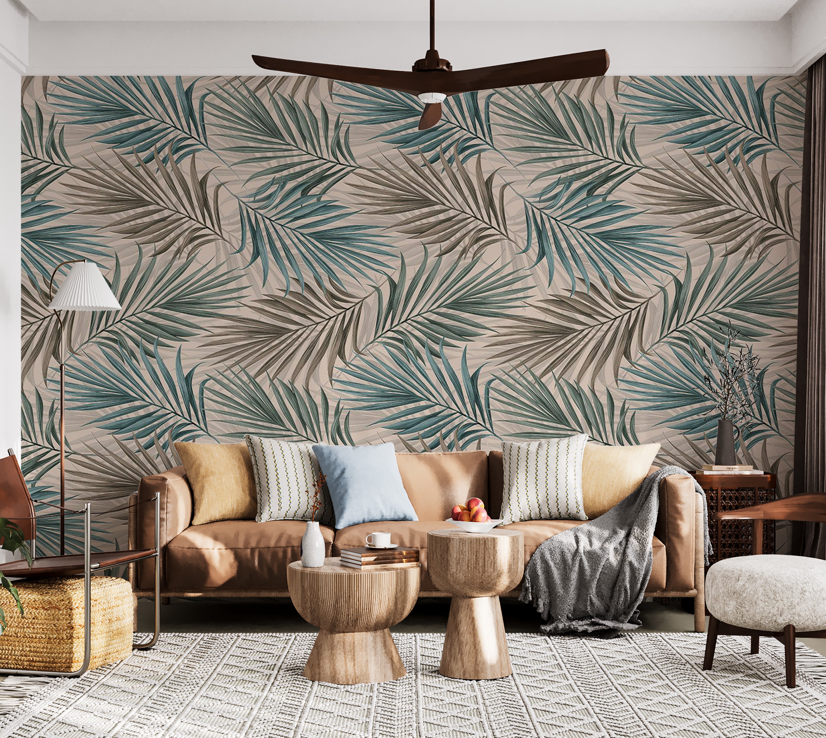 Peel & Stick Botanical Wall Mural - Repeating Leaf Pattern 38"Wx27"H