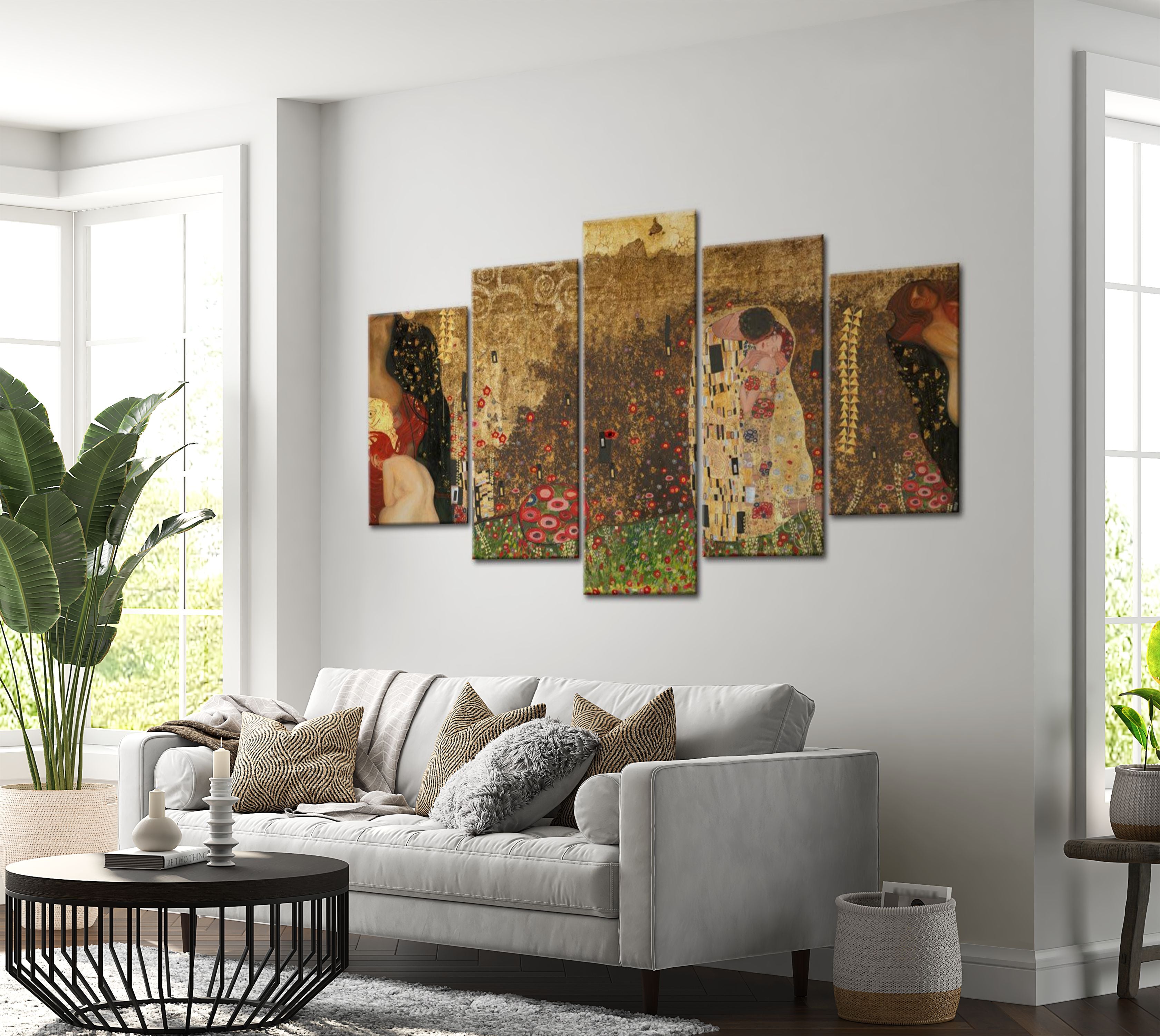 Abstract Canvas Wall Art - Klimt Free Impression - 5 Pieces