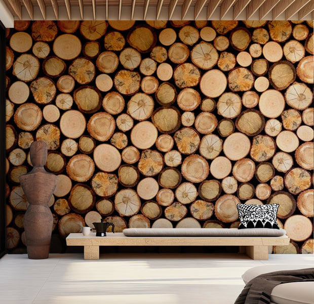 Background & Patterns Wallpaper Wall Mural - Stacked Tree Slabs 39"Wx27"H
