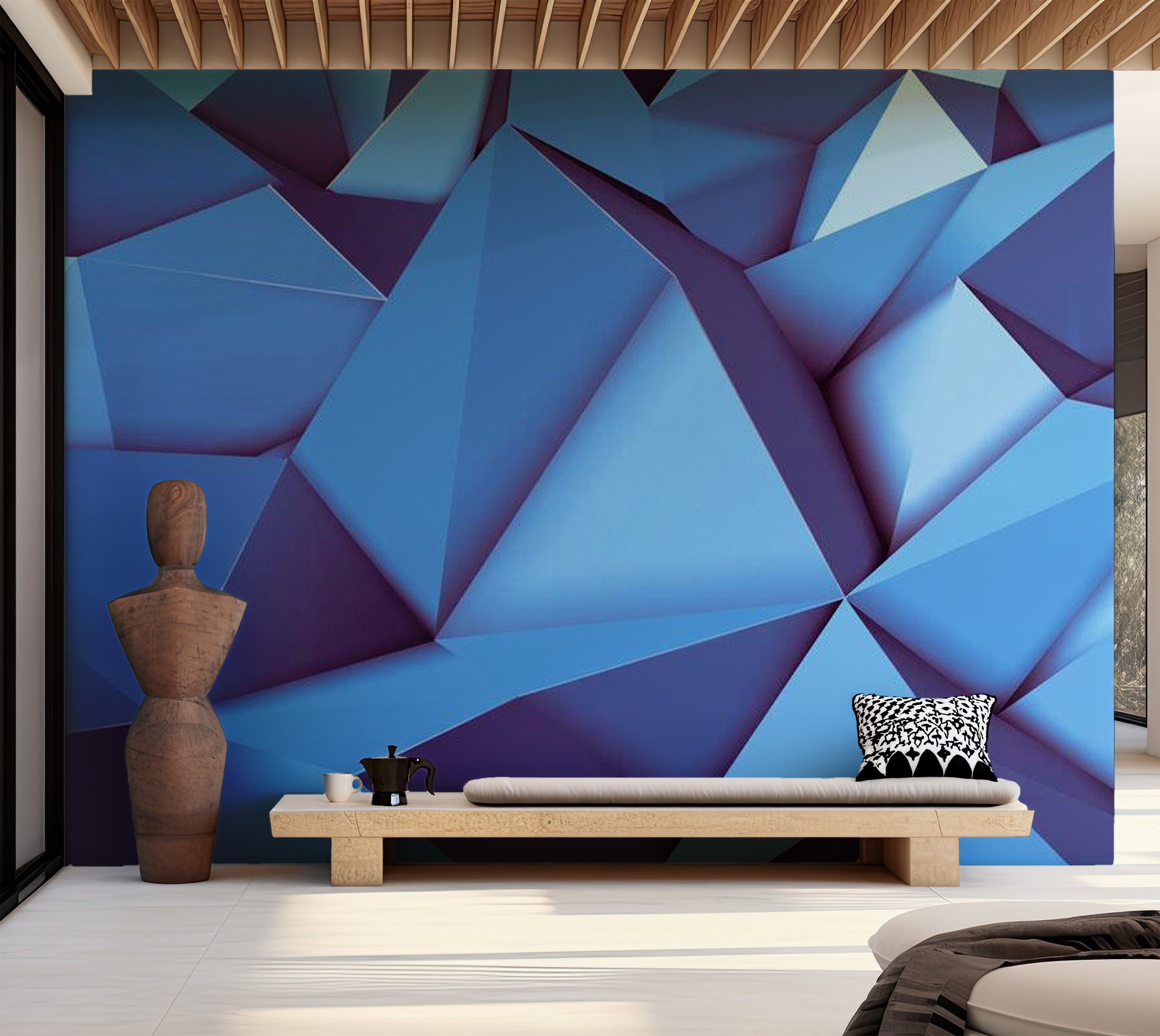 Abstract Wallpaper Wall Mural - Royal Blue 39"Wx27"H