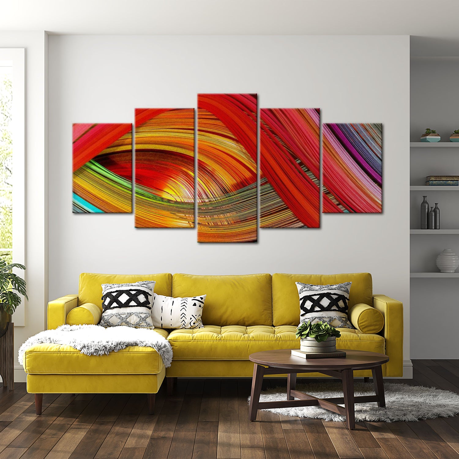 Abstract Canvas Wall Art - Colorful Strips Abstraction