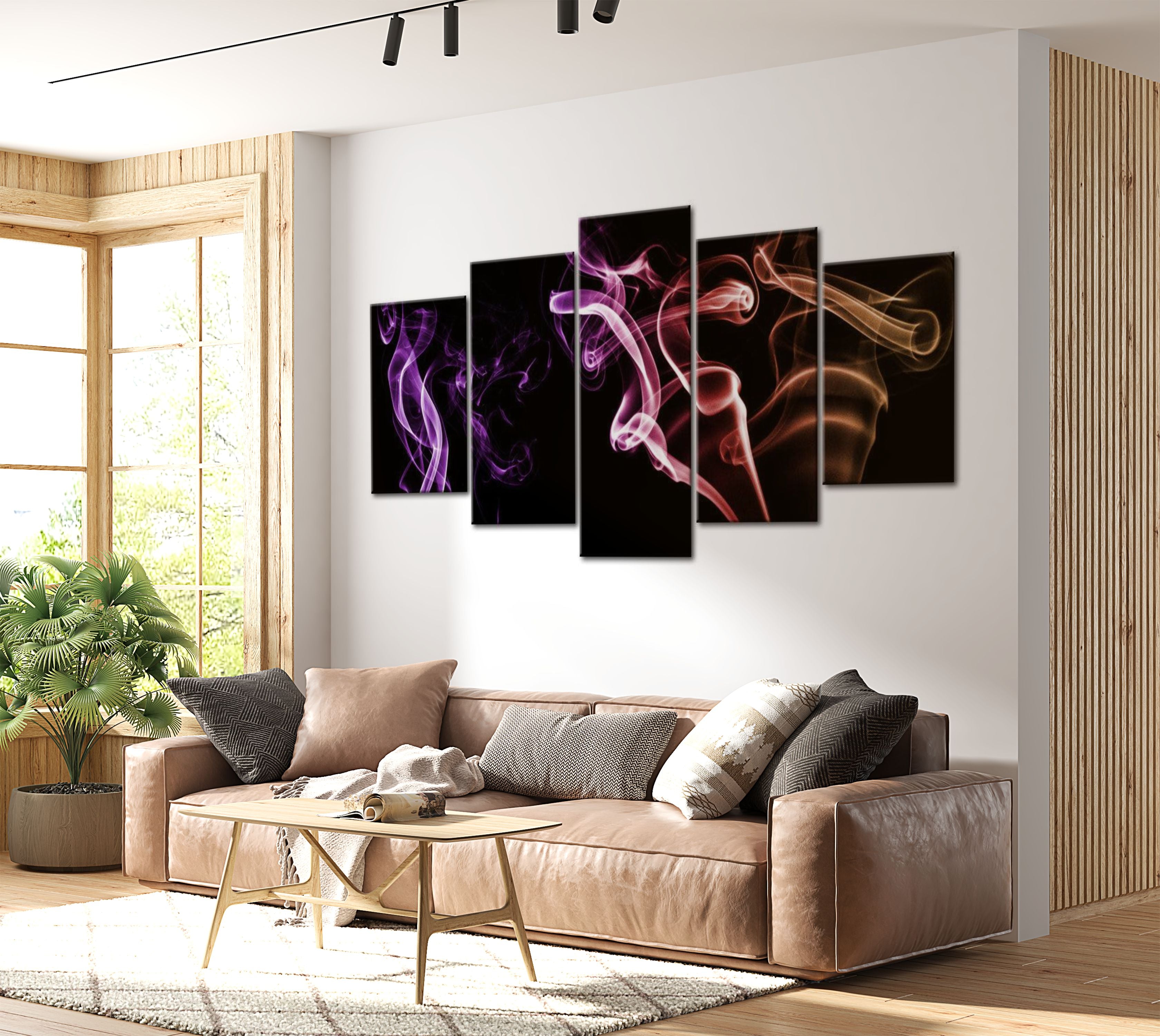 Abstract Canvas Wall Art - Colored Smoke - 5 Pieces