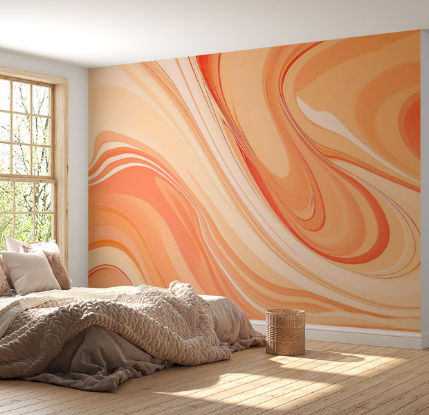 Peel & Stick Abstract Wall Mural - Modern Peach Lines 38"Wx27"H