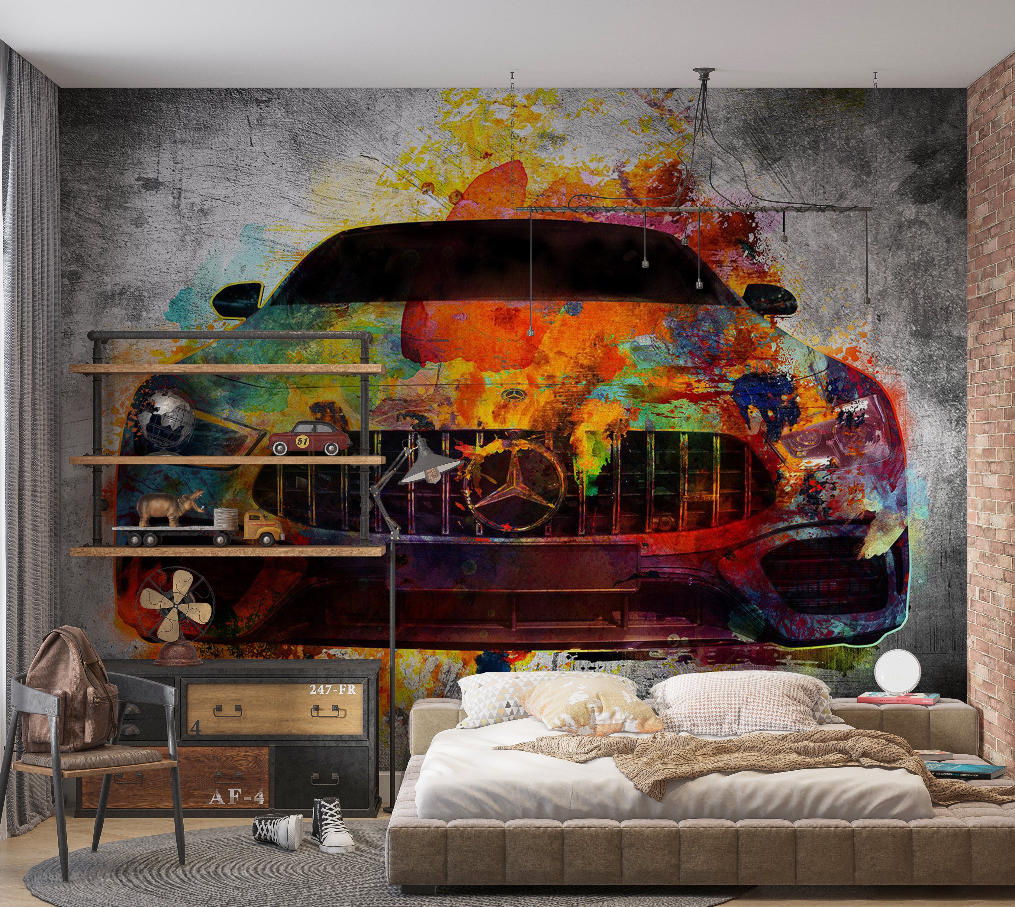 Peel & Stick Wall Mural - Artistic Car Art 38"Wx27"H